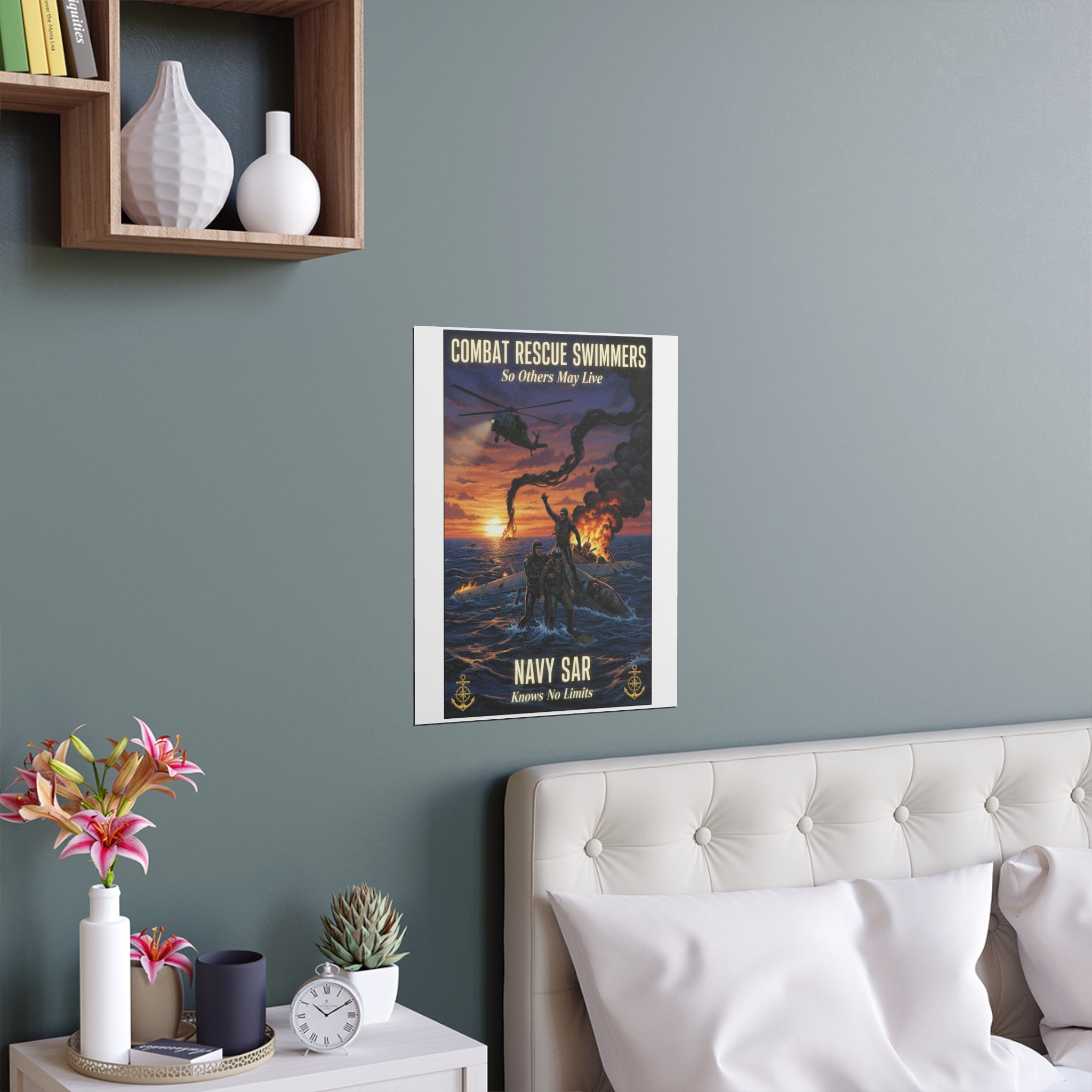 Navy SAR Combat Rescue Swimmers Silk Poster — Indoor/Outdoor Military Wall Art