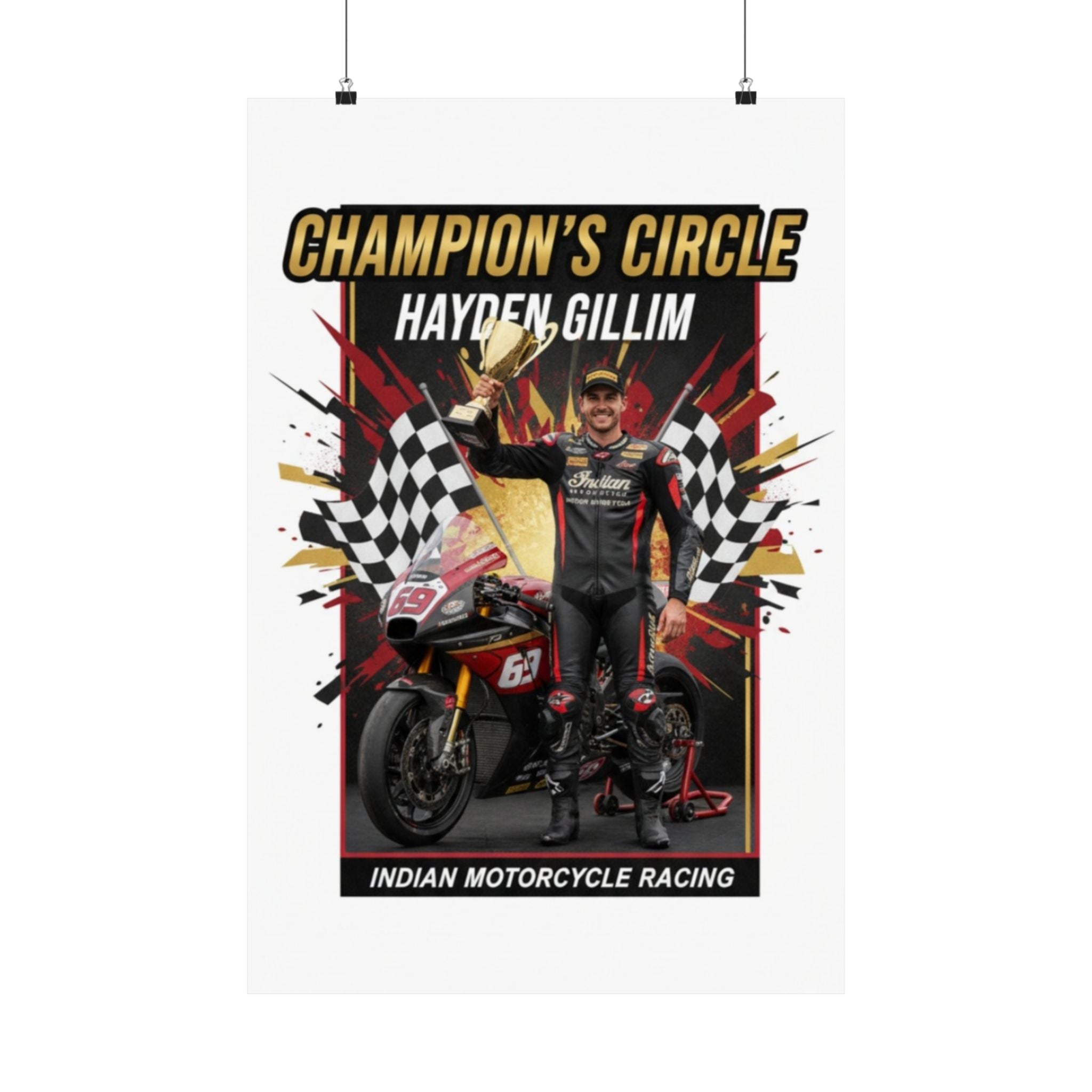 Champion's Circle Motorcycle Racing Poster — Hayden Gillim Matte Vertical Print