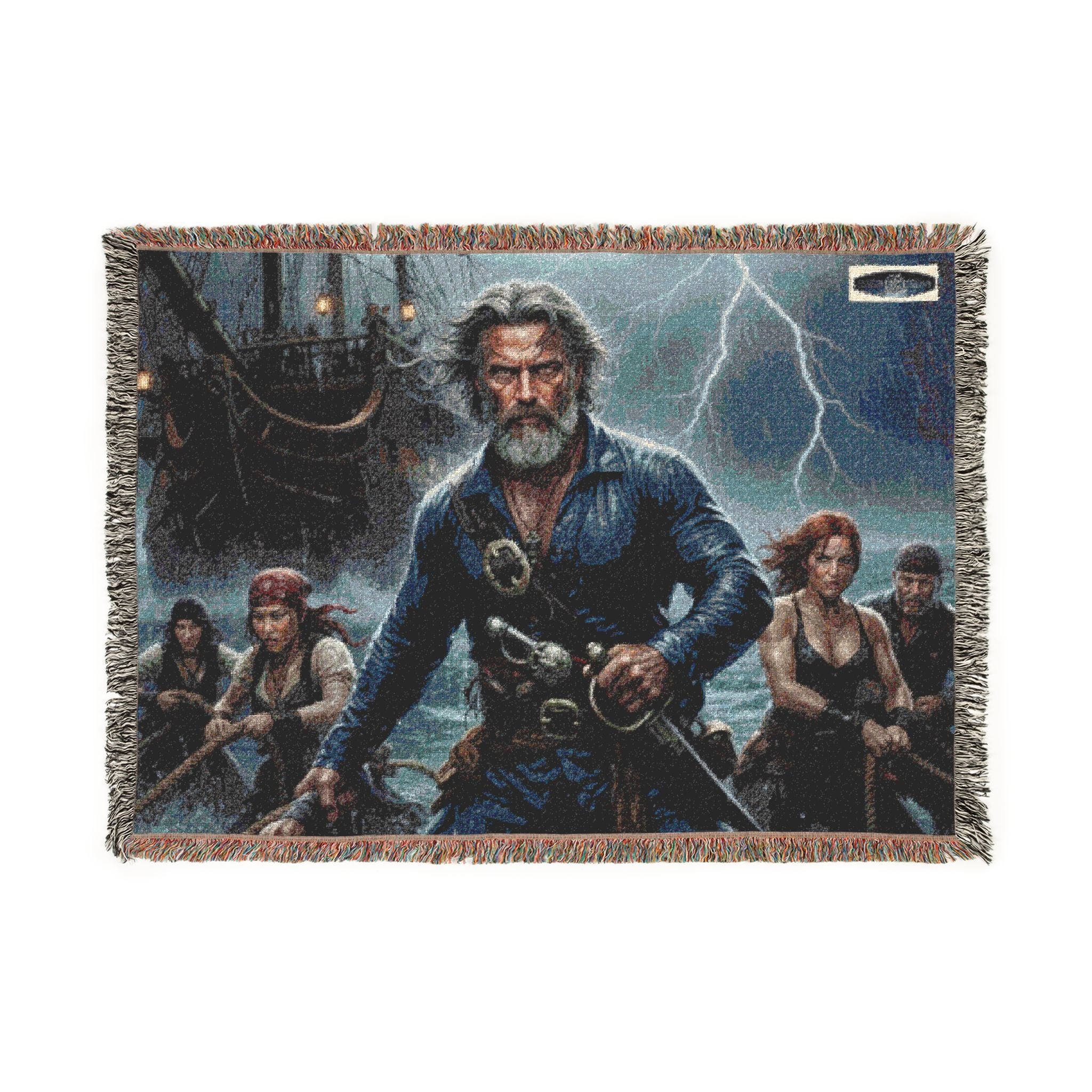 Pirate Captain Woven Blanket — Nautical Storm Ship Crew Throw