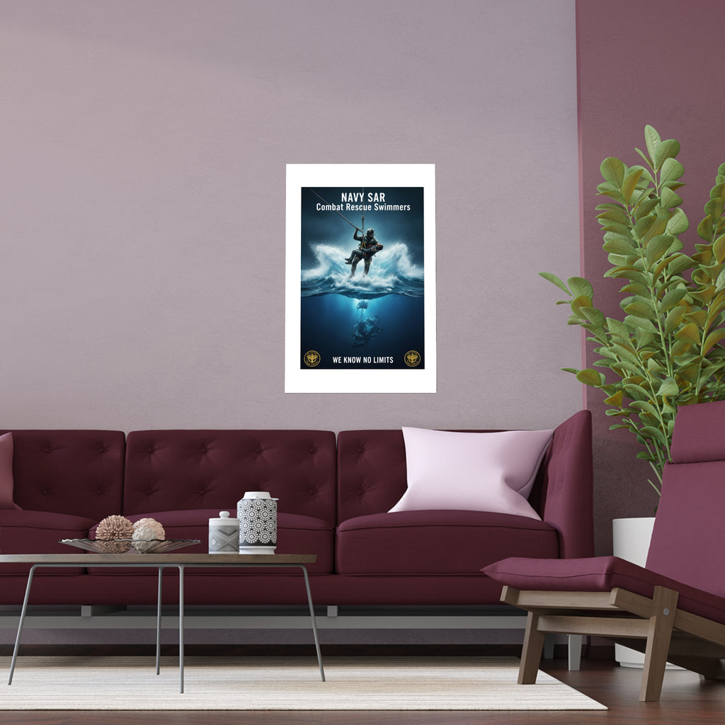 Diver Split-View Silk Poster — Underwater Adventure Wall Art (Indoor/Outdoor)