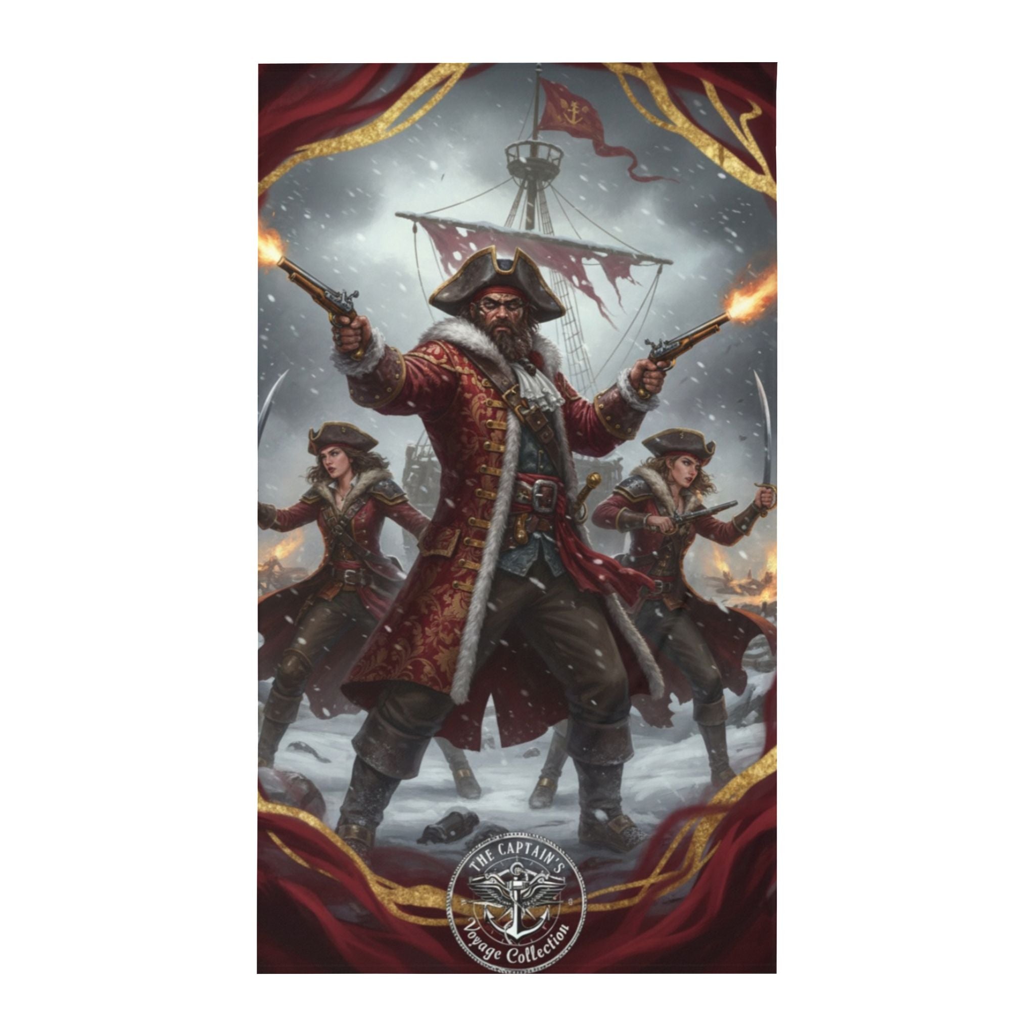 Pirate Captain Twin Flat Sheet – Vintage Nautical Ship Crew Design