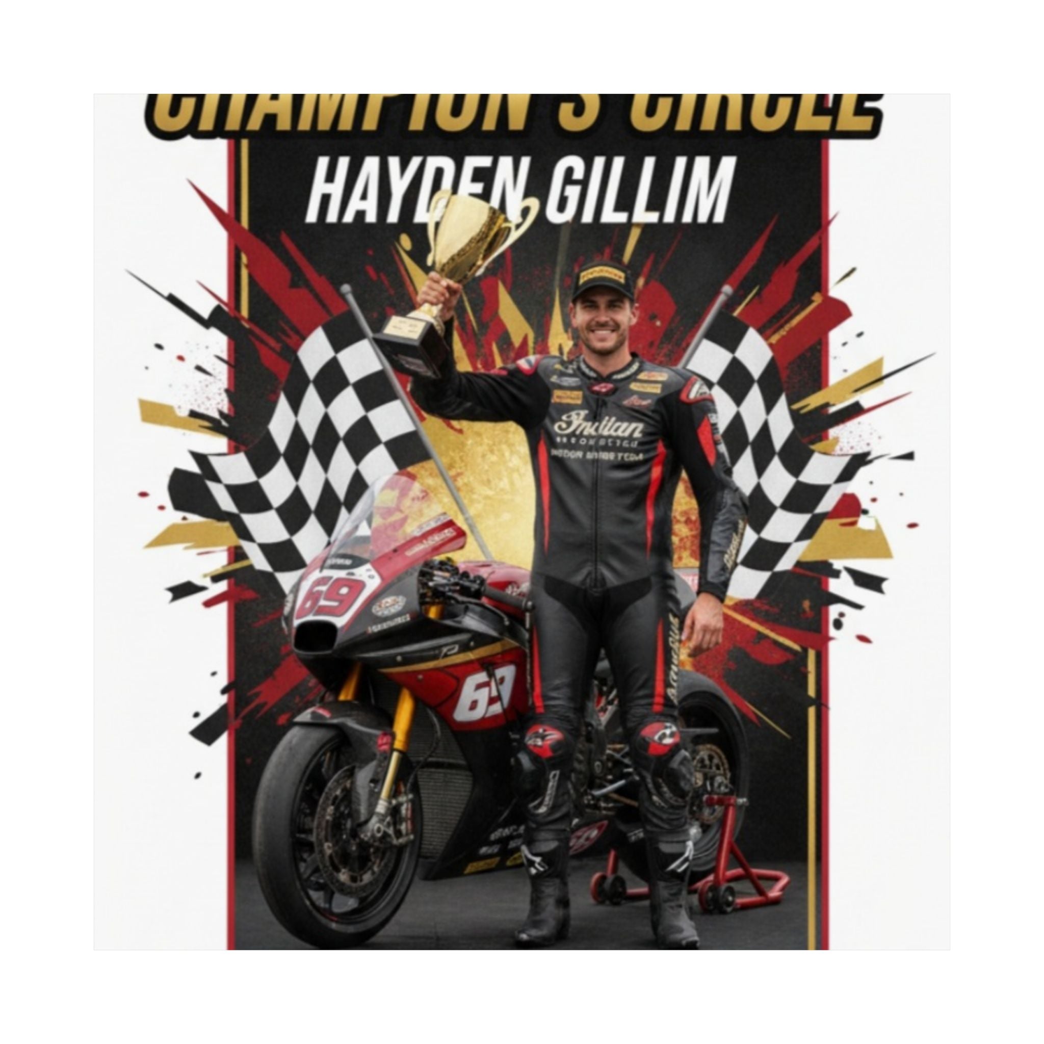 Champion's Circle Motorcycle Racing Poster — Hayden Gillim Matte Vertical Print