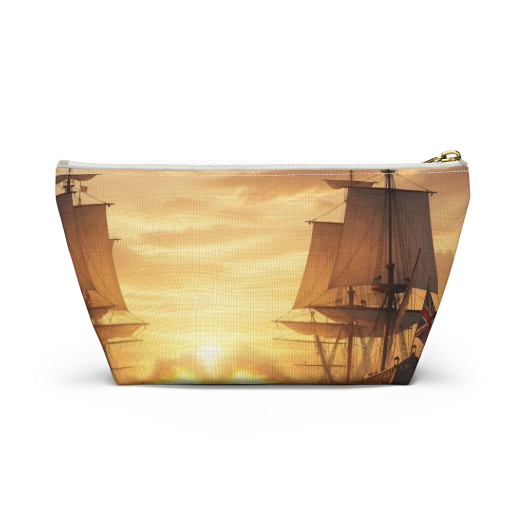 Vintage Naval Battle Accessory Pouch — Sunset Warship Makeup Bag