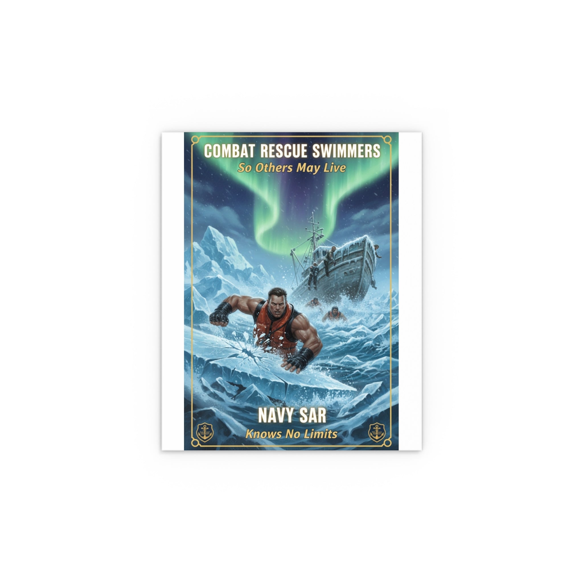 Combat Rescue Swimmers Silk Poster — Navy SAR 'So Others May Live' Arctic Rescue Print