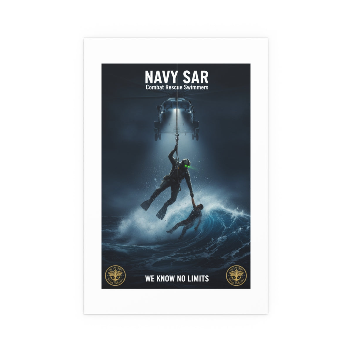Navy SAR Combat Rescue Swimmers Silk Poster – “We Know No Limits” Indoor/Outdoor Print