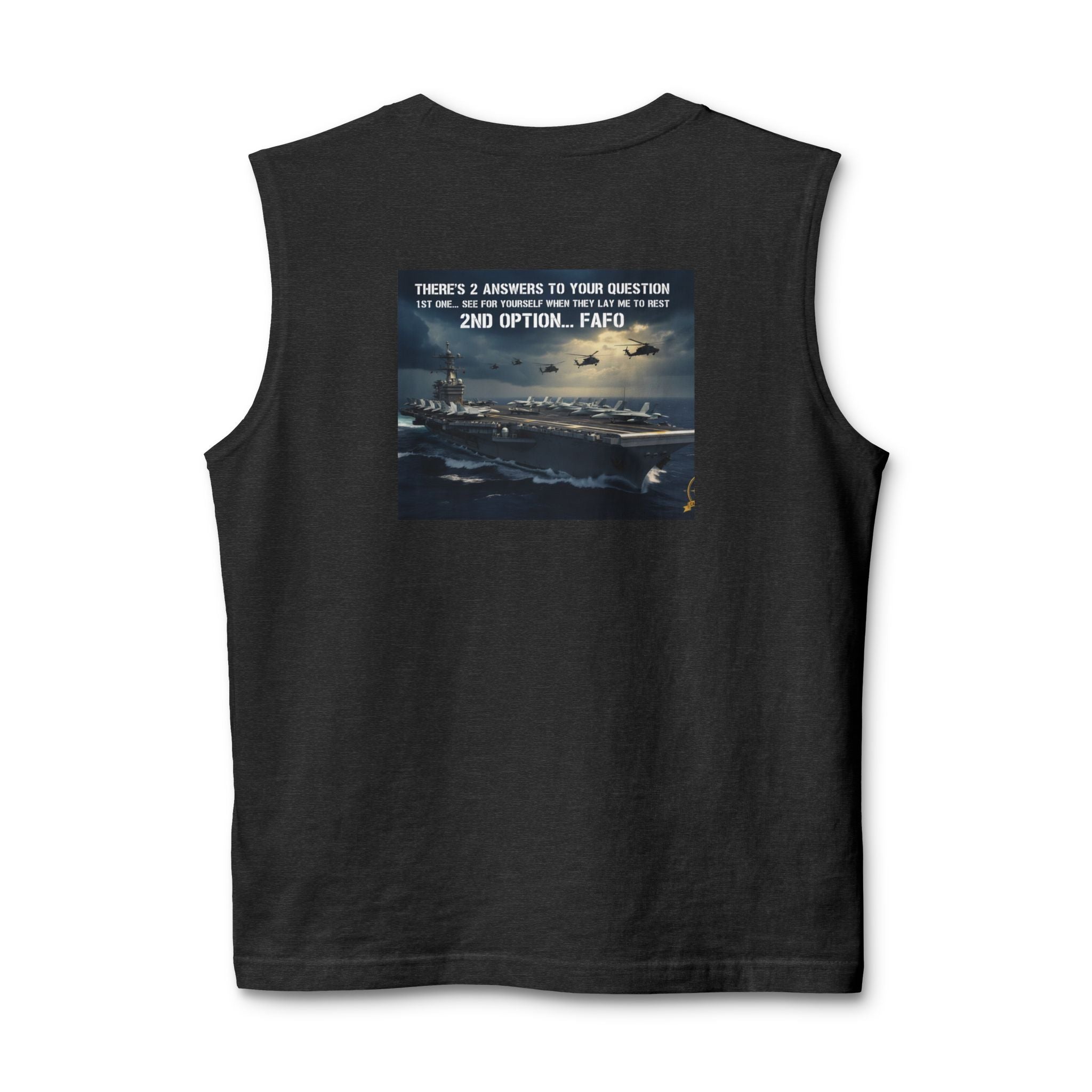 Navy Rescue Helicopter Muscle Tank — '2nd Option: FAFO' Military Search & Rescue Shirt
