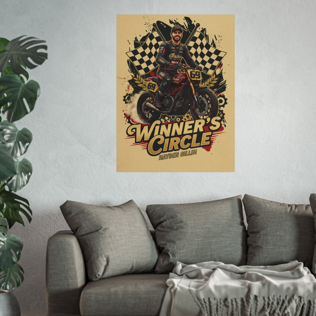 Winner's Circle Motorcycle Poster — Vintage Racing Fine Art Print