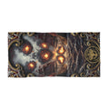 Pirate Armada Beach Towel — Flaming Cannonball Ship Skull Design