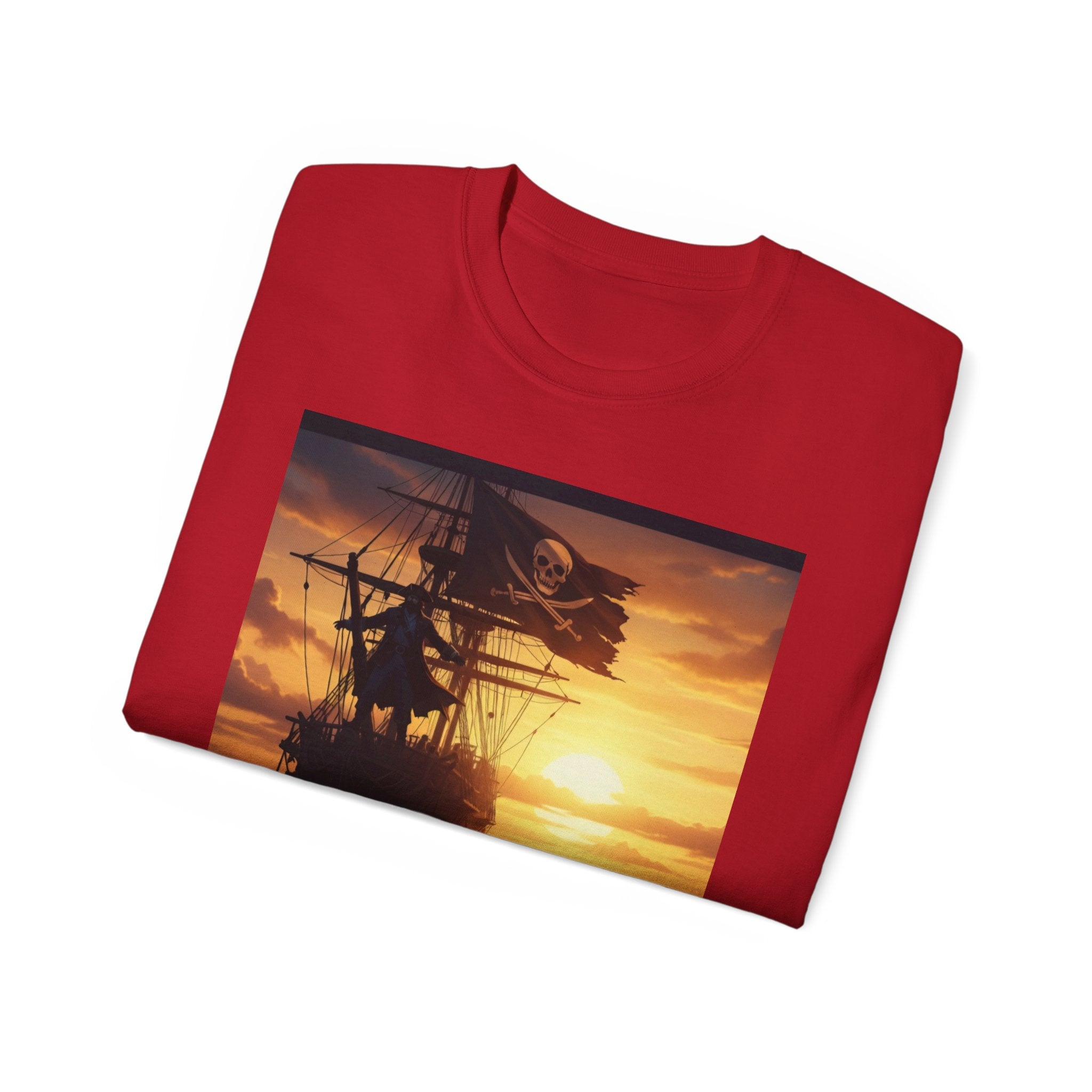 Pirate Ship Sunset Tee – Nautical Pirate Skull Graphic T-Shirt