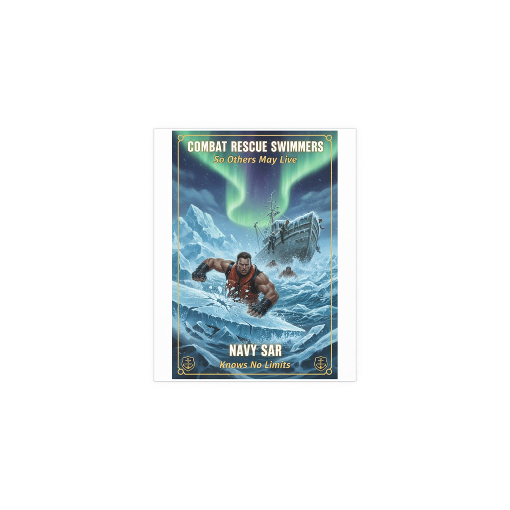 Combat Rescue Swimmers Silk Poster — Navy SAR 'So Others May Live' Arctic Rescue Print