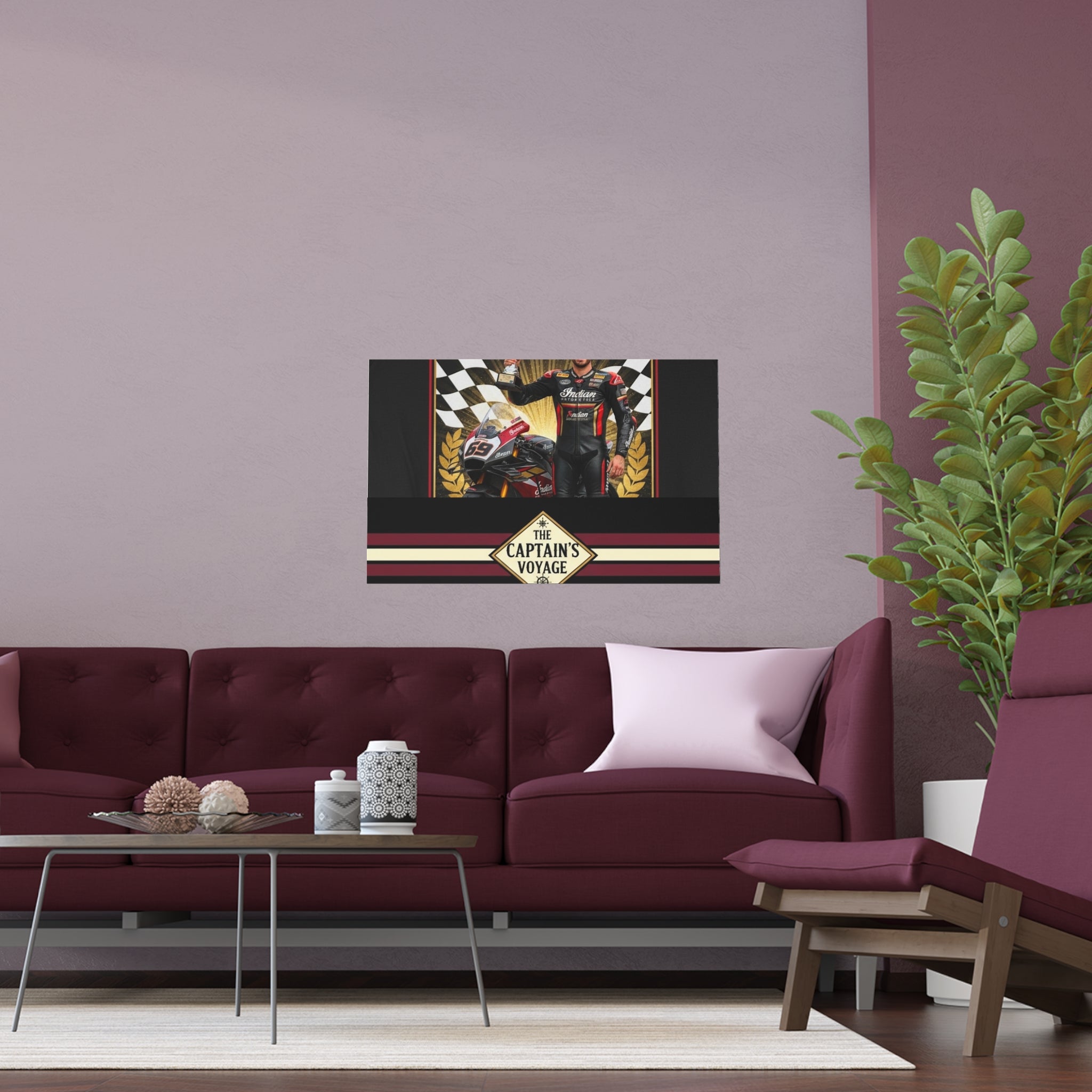 Racing Champion Silk Poster — “Winner’s Circle 69” Motorcycle Wall Art (Indoor/Outdoor)