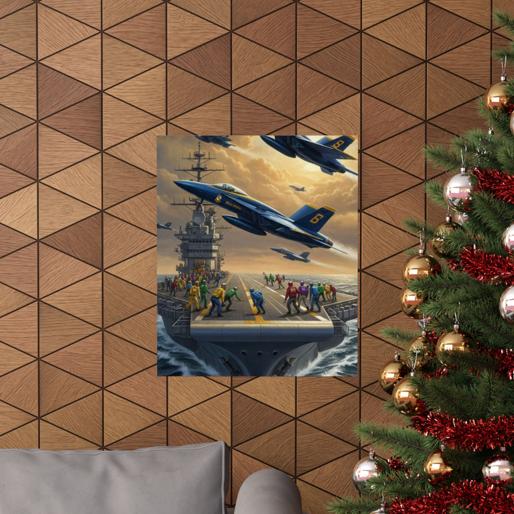 Navy SAR Rescue Helicopter Matte Poster — Dramatic Sea Rescue Art