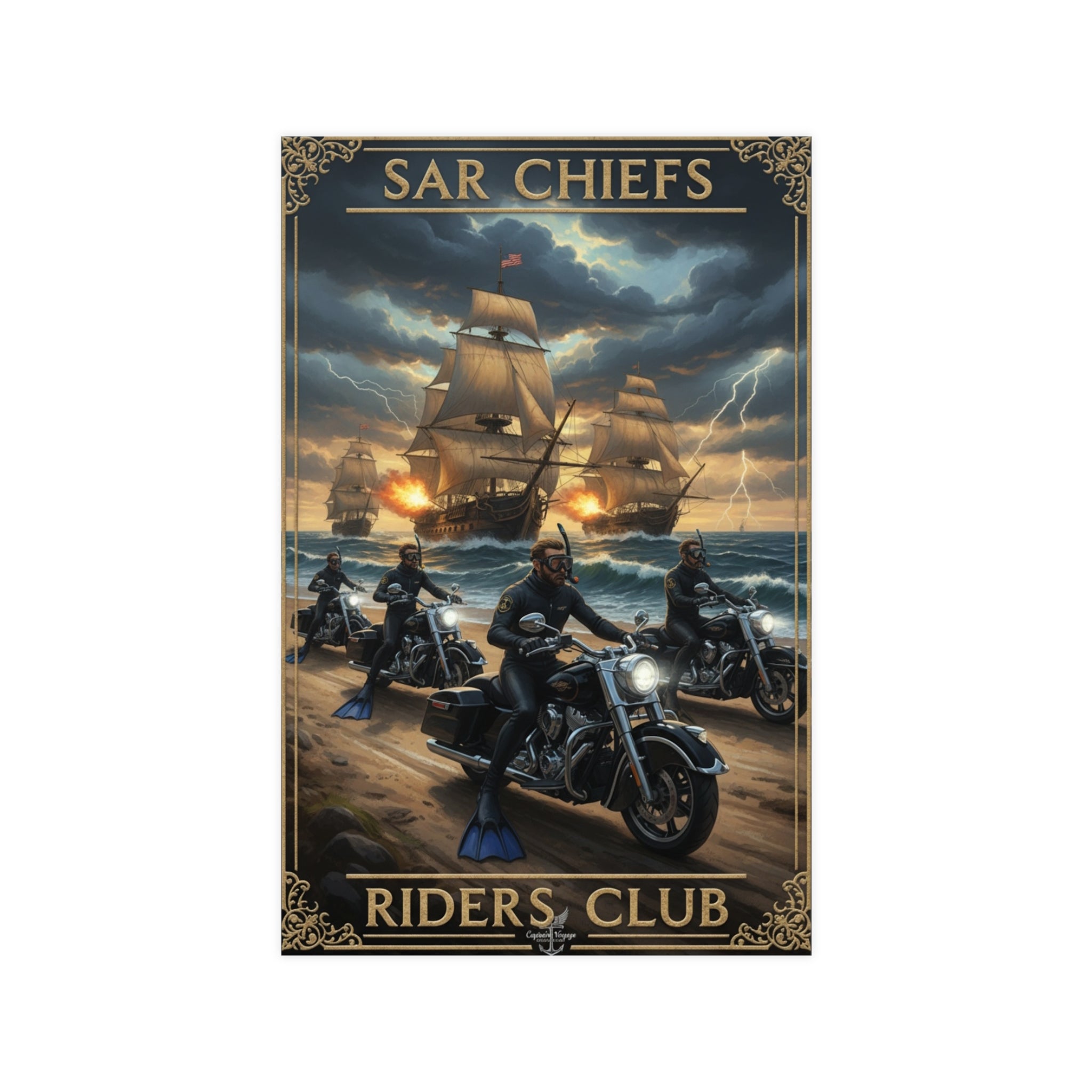 Riders Club Matte Poster — Sea Captain Bikers Vintage Nautical Wall Art