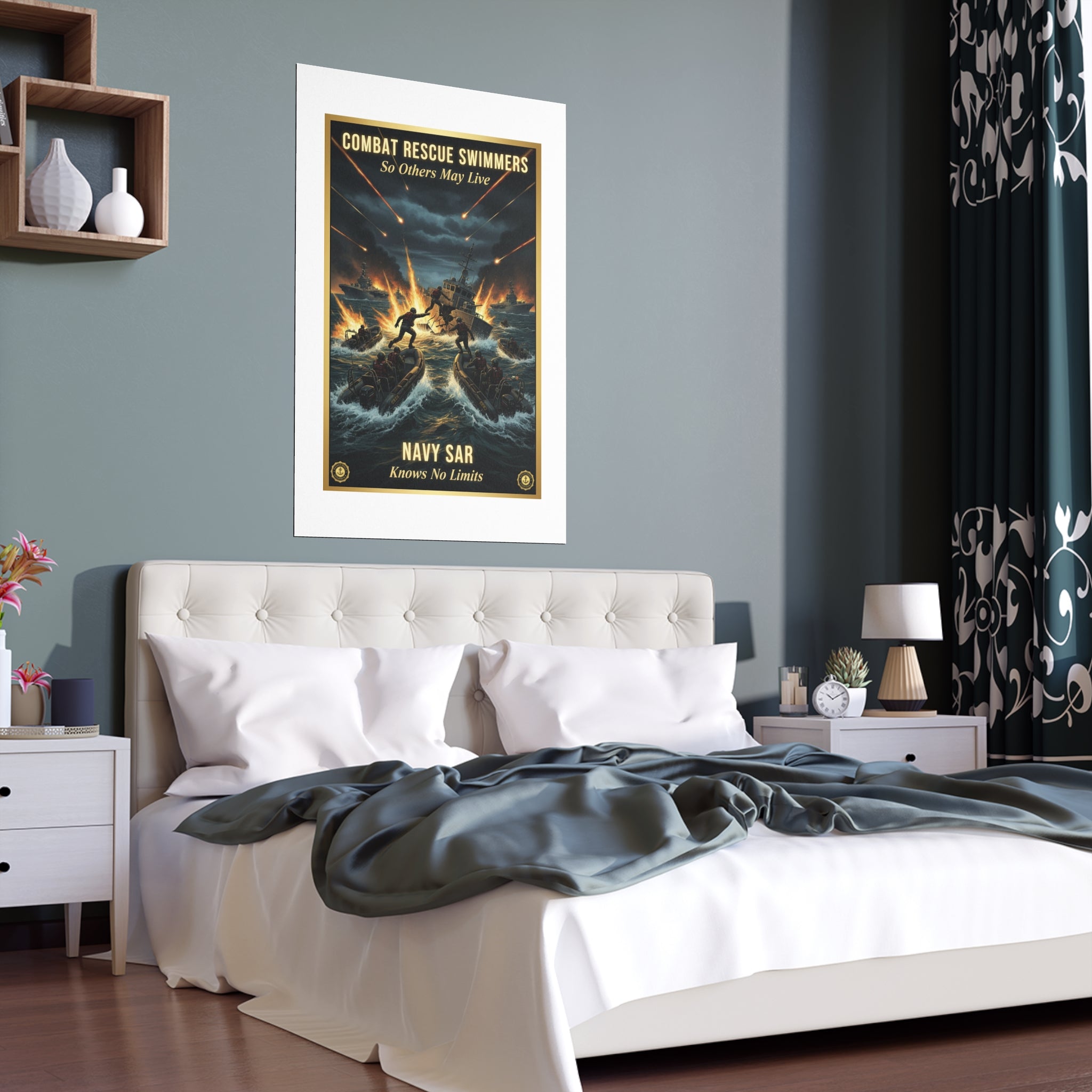 Combat Rescue Swimmers Silk Poster — 'So Others May Live' Navy SAR Wall Art