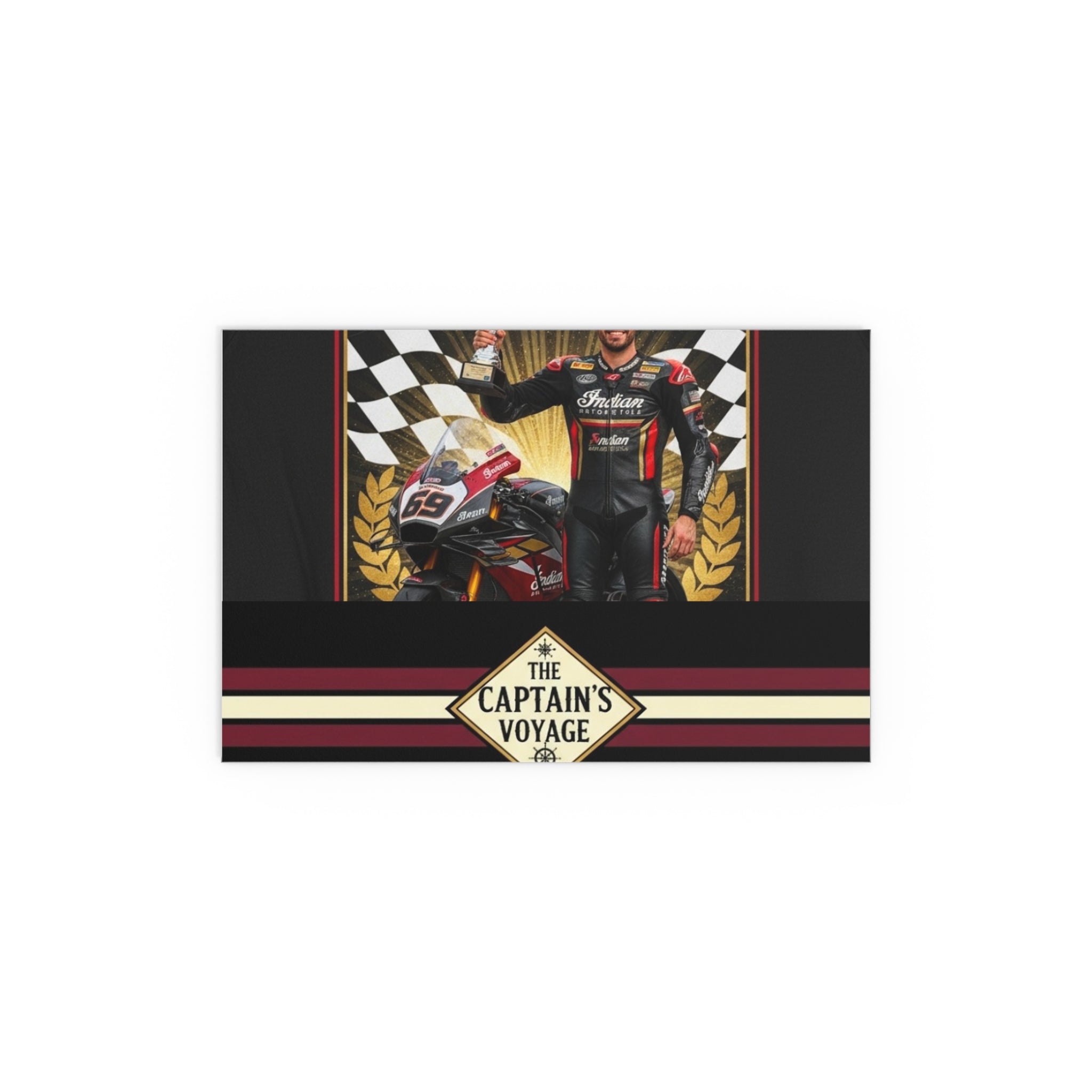Racing Champion Silk Poster — “Winner’s Circle 69” Motorcycle Wall Art (Indoor/Outdoor)