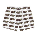 Vintage Cigarette Pack Swim Trunks – Retro Patterned Beach Shorts