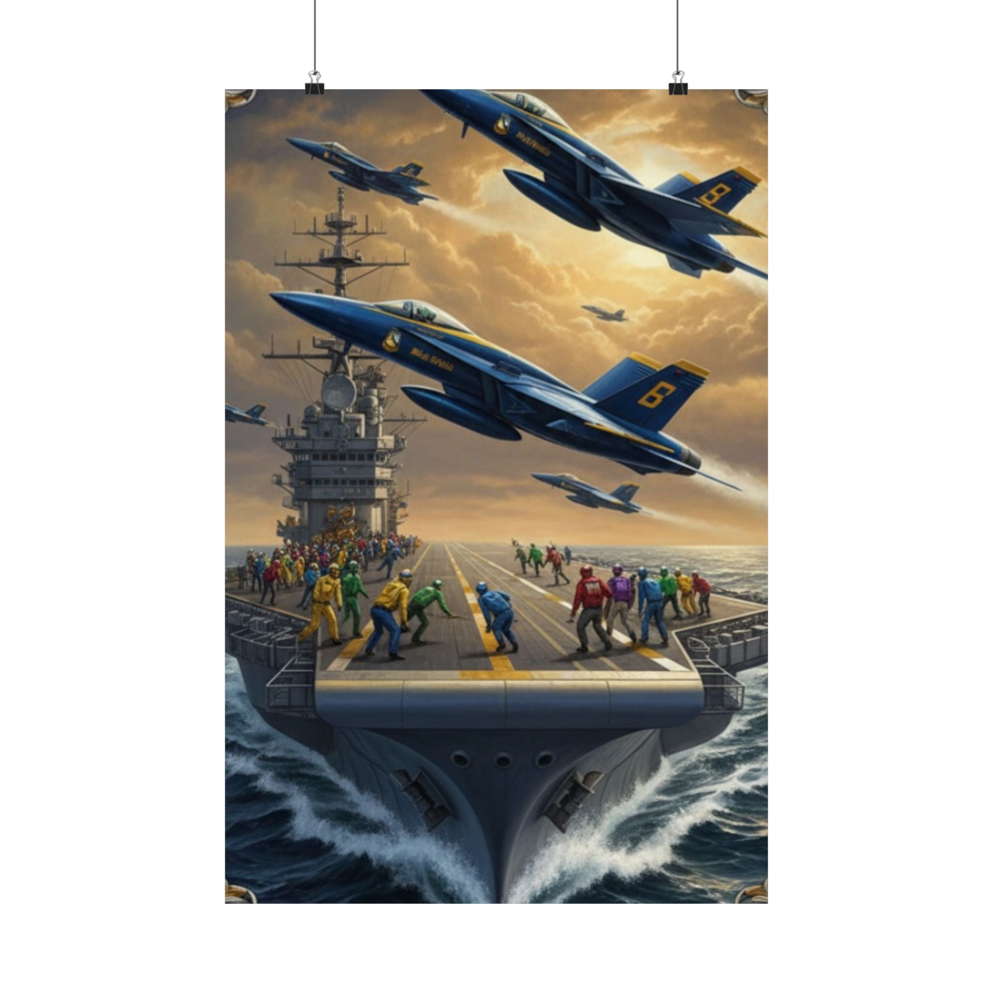 Navy SAR Rescue Helicopter Matte Poster — Dramatic Sea Rescue Art