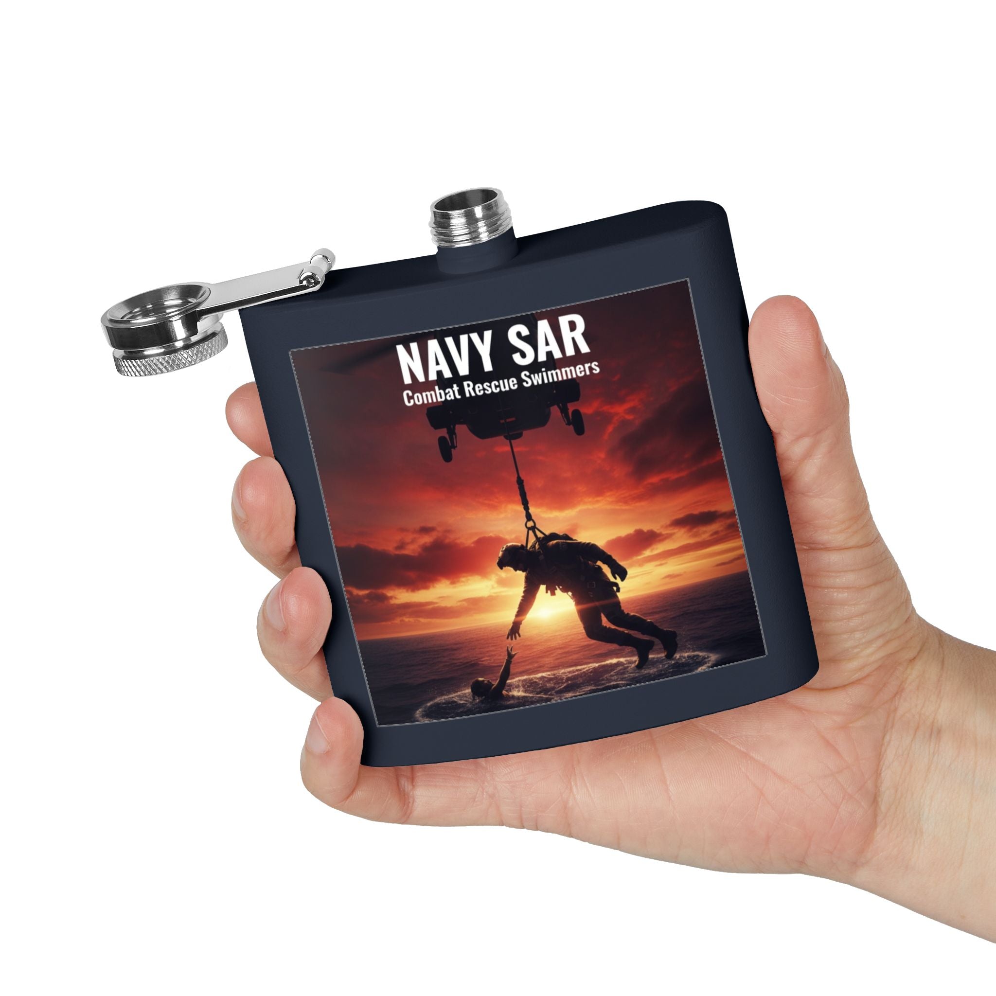 Navy SAR Combat Rescue Swimmers 6oz Stainless Steel Flask