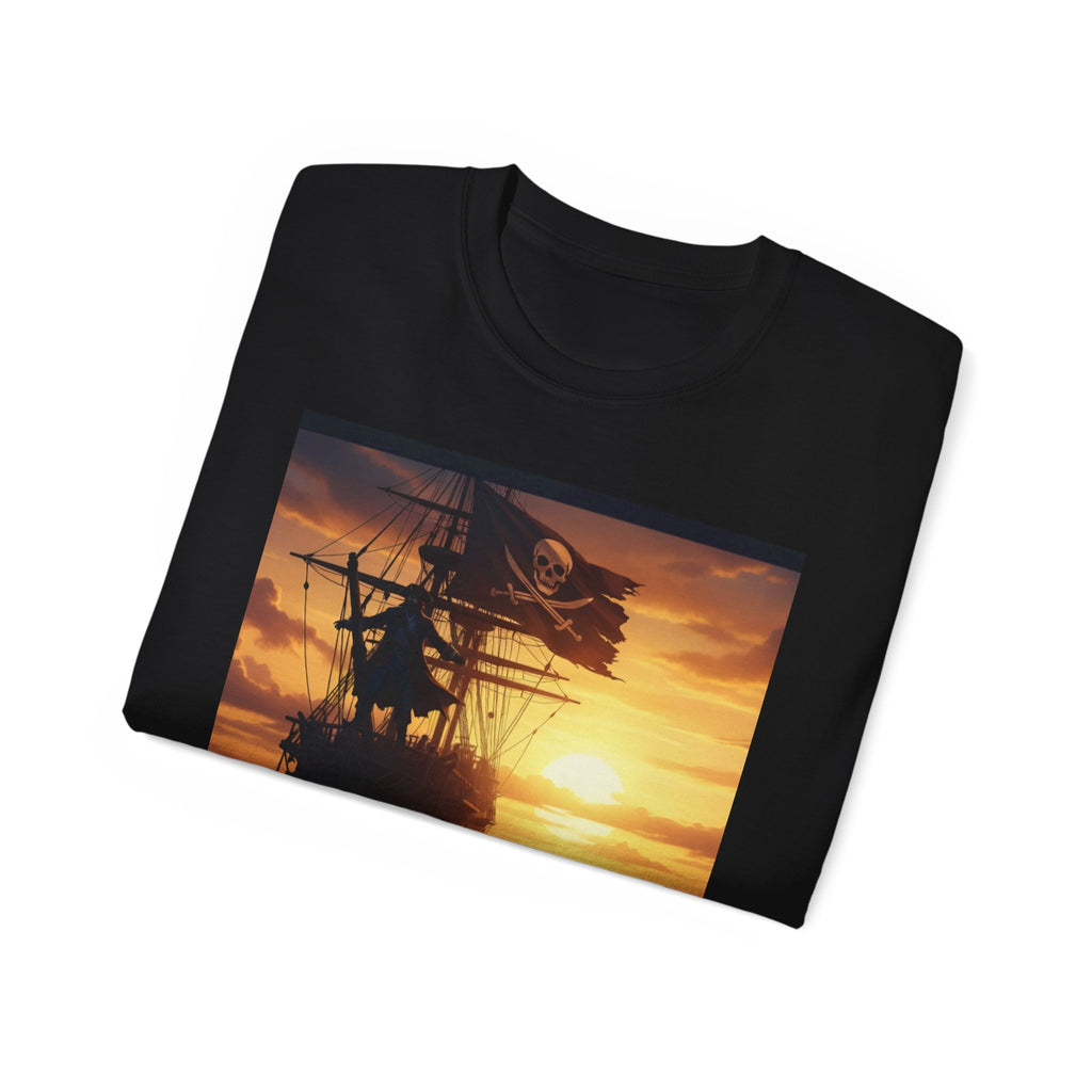 Pirate Ship Sunset Tee – Nautical Pirate Skull Graphic T-Shirt
