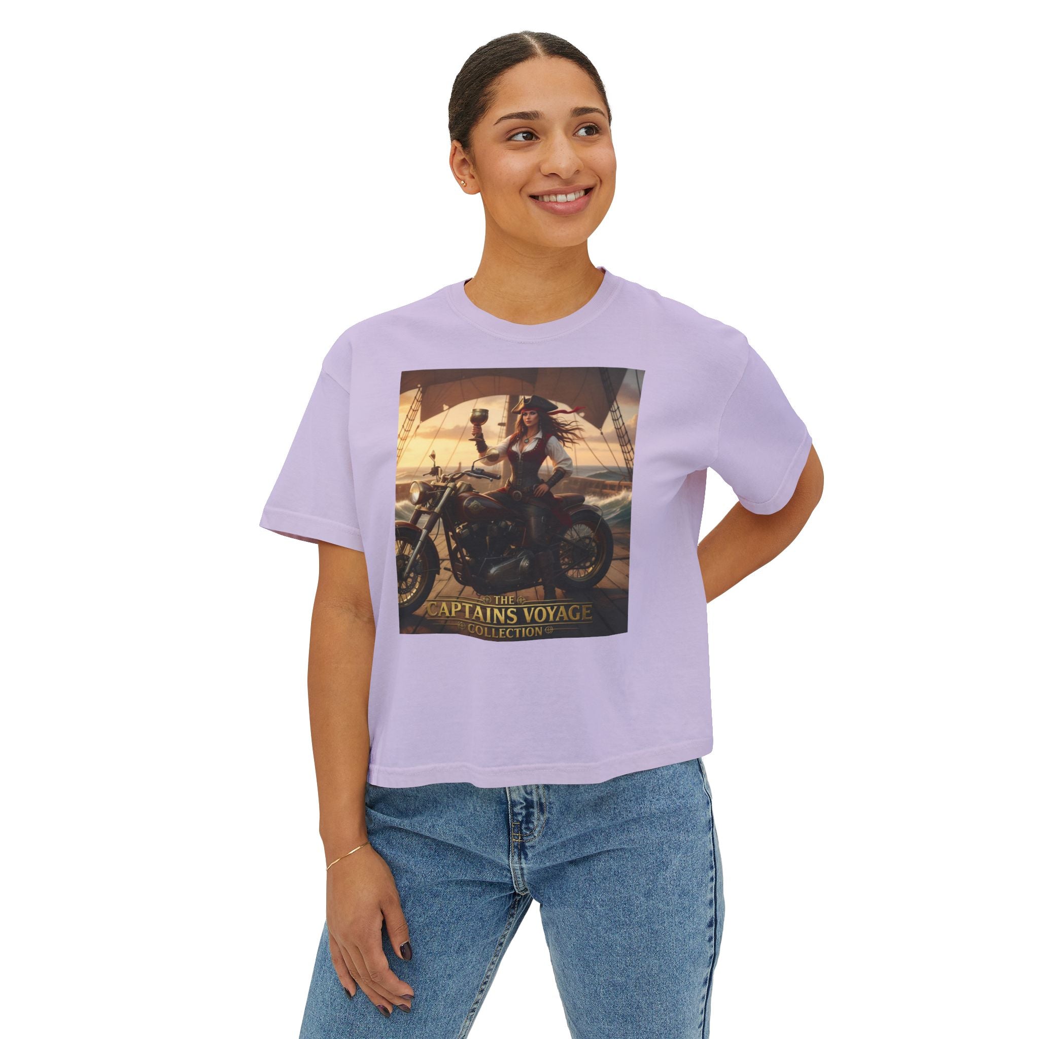 Boxy Tee — Captains Voyage Vintage Motorcycle & Sailing Graphic
