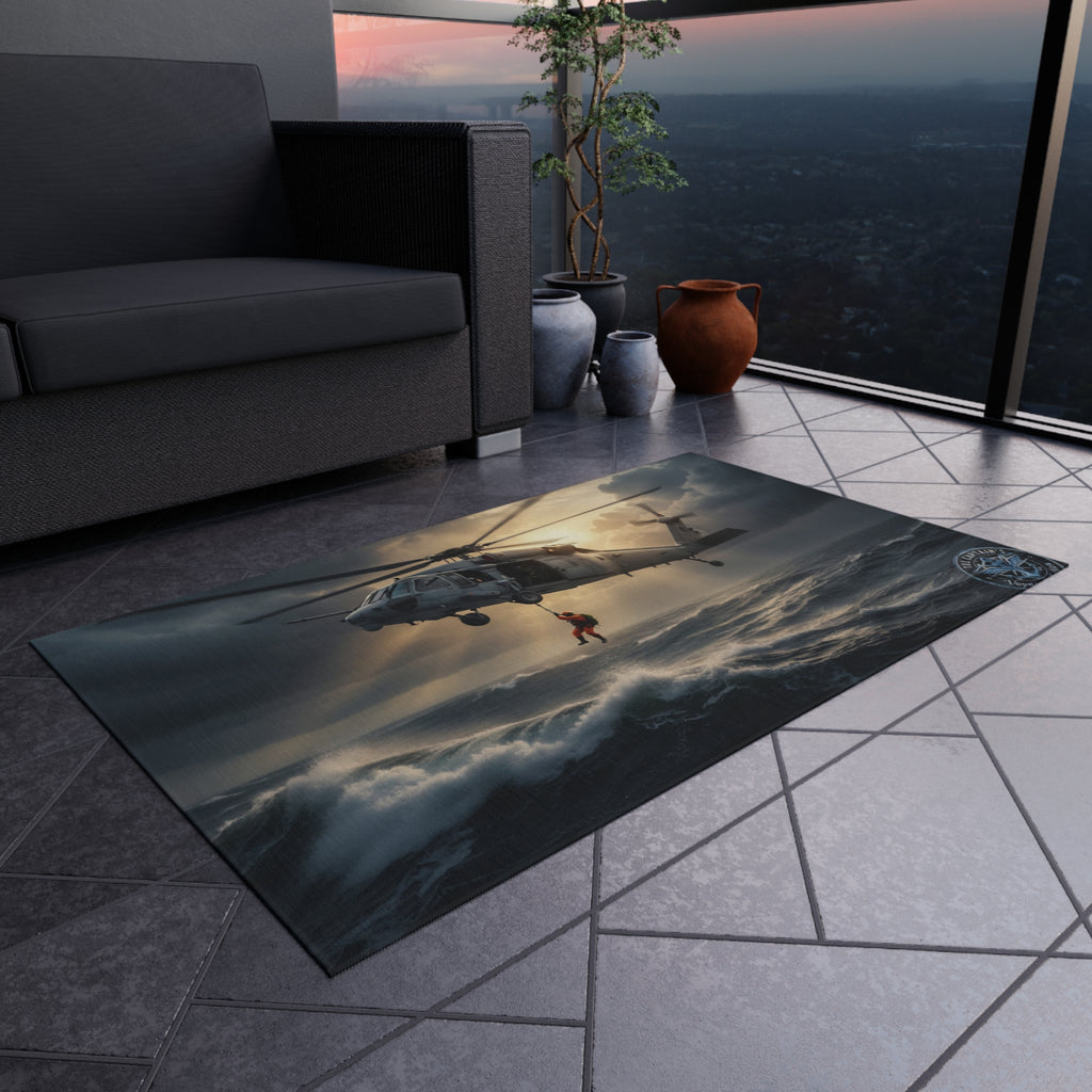 Outdoor Rug – Navy SAR Rescue Helicopter Scenic Mat