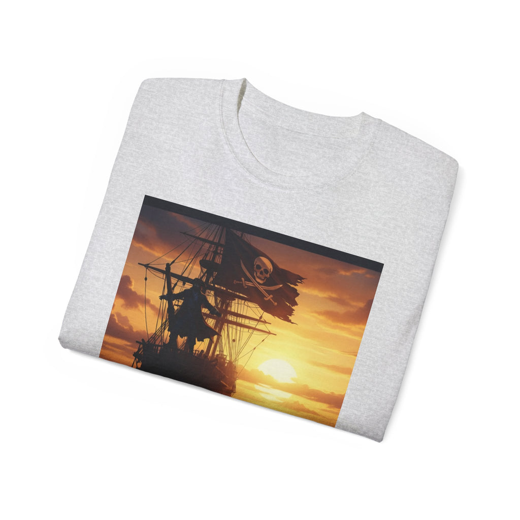 Pirate Ship Sunset Tee – Nautical Pirate Skull Graphic T-Shirt