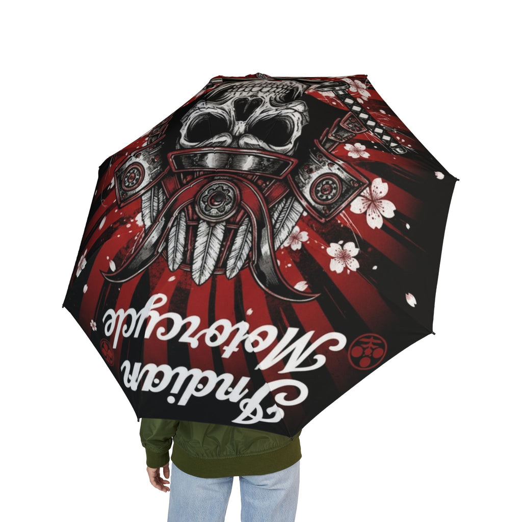 Skull Samurai Foldable Umbrella – Semi-Automatic Compact Rain Shield