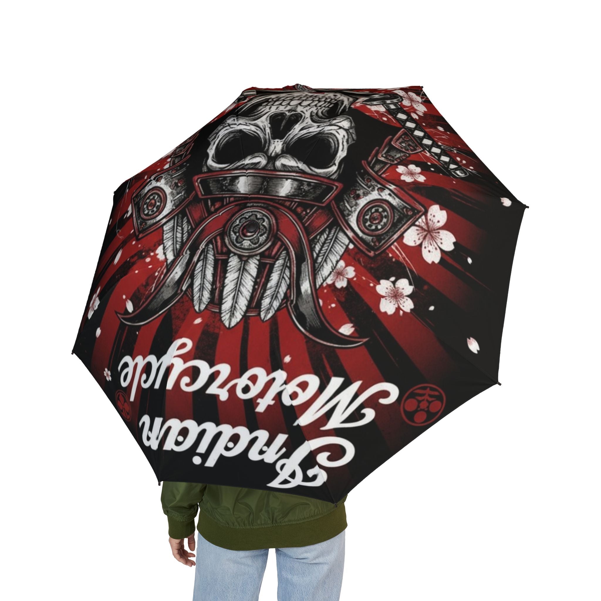 Skull Samurai Foldable Umbrella – Semi-Automatic Compact Rain Shield