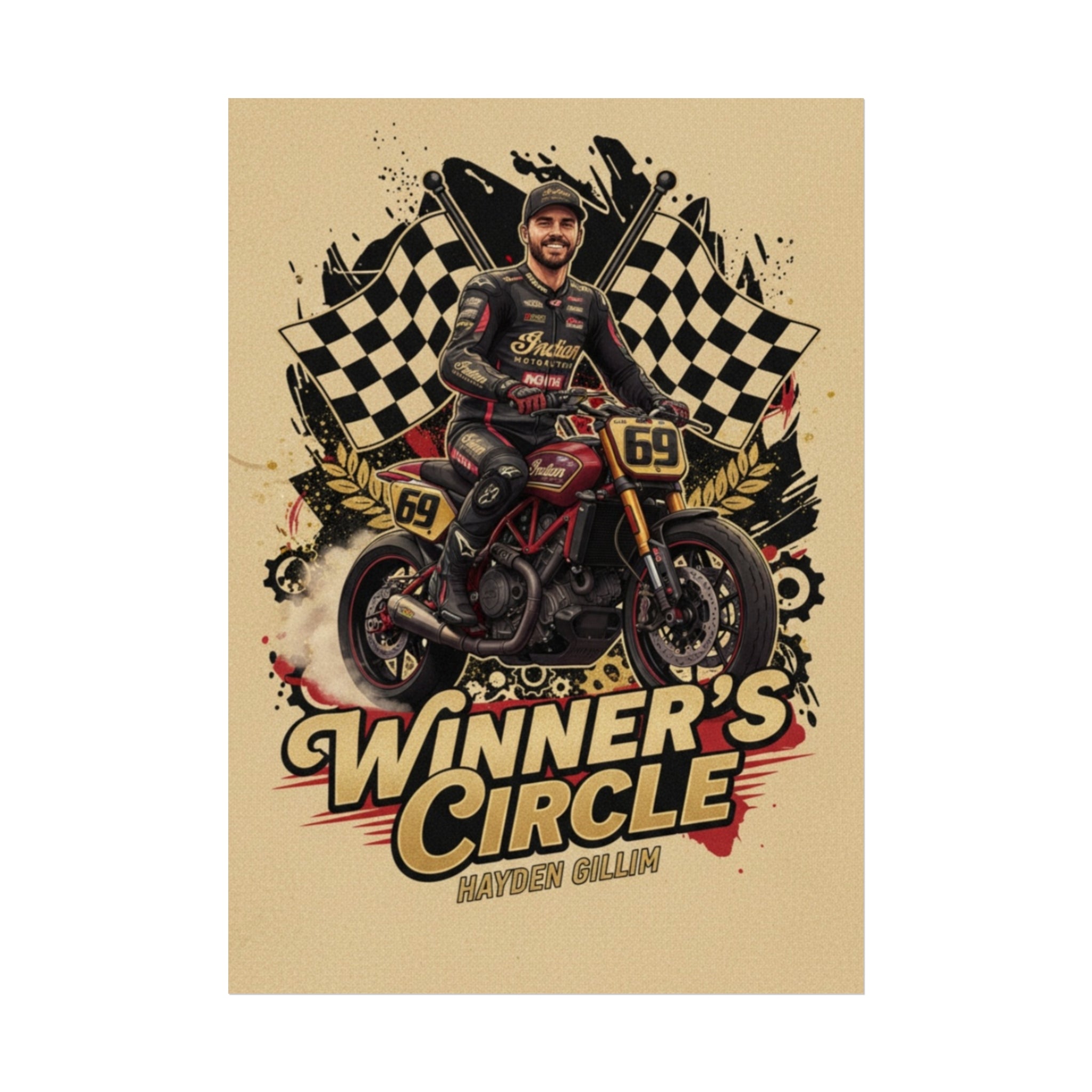 Winner's Circle Motorcycle Poster — Vintage Racing Fine Art Print