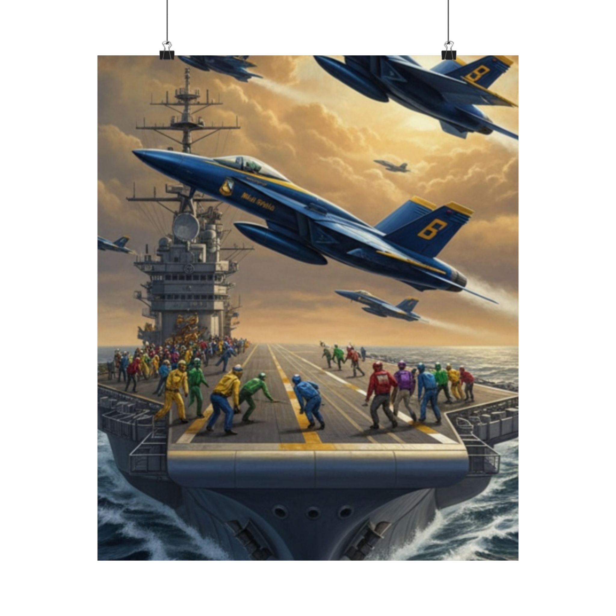 Navy SAR Rescue Helicopter Matte Poster — Dramatic Sea Rescue Art
