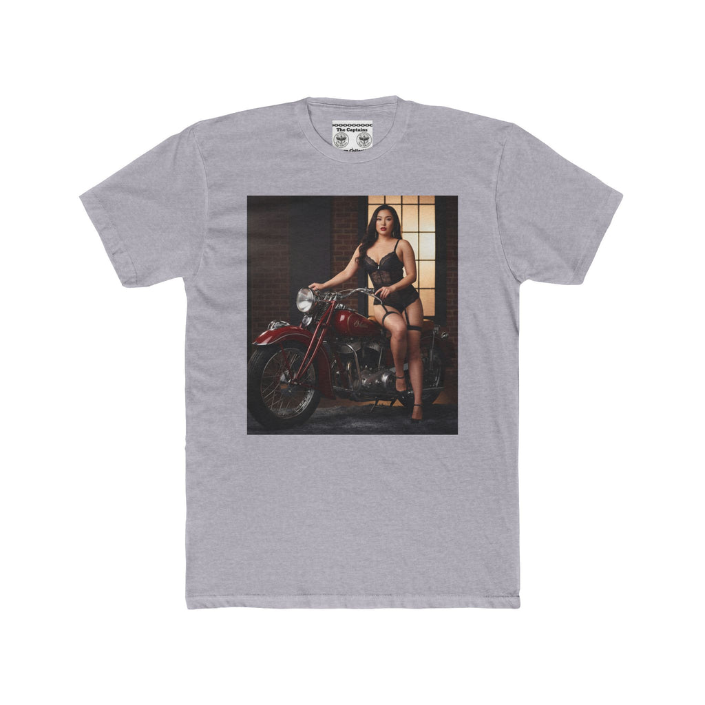 Vintage Motorcycle Pinup Tee — Retro Biker Photo Graphic T-Shirt