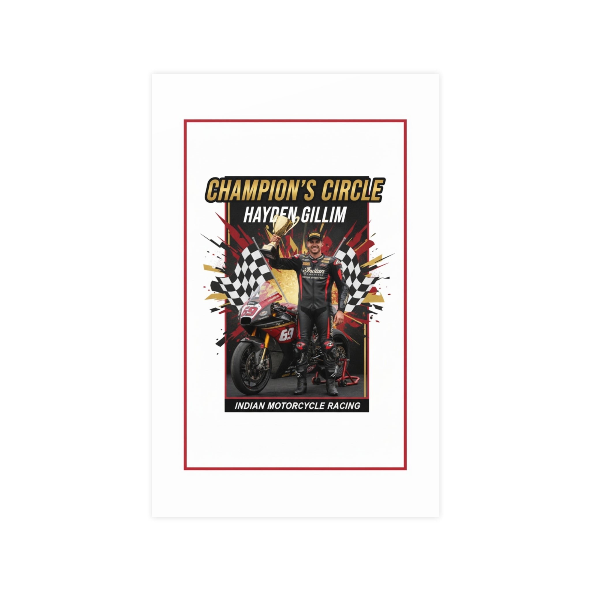 Champion's Circle Motorcycle Poster — Personalized Racing Matte Print