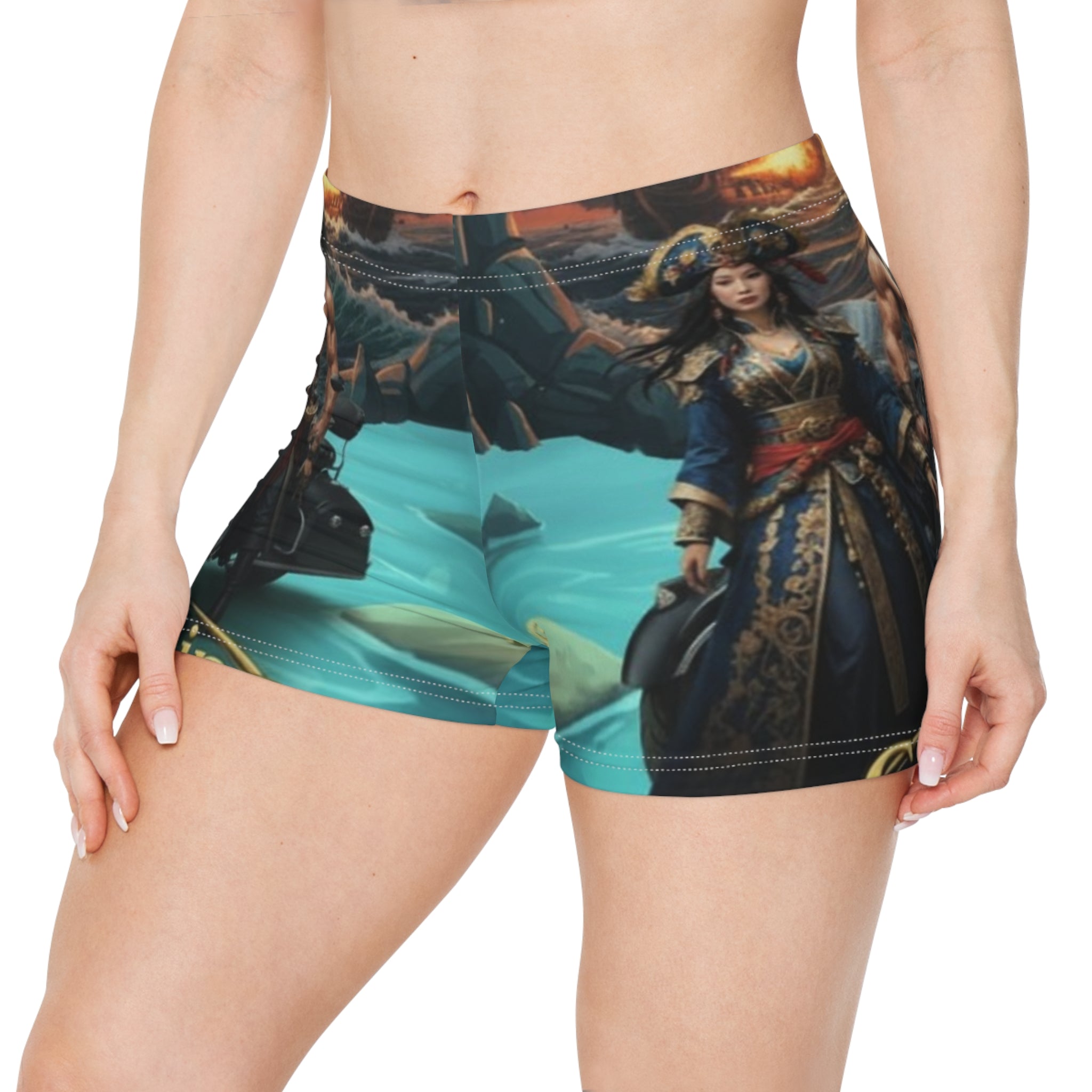 Fantasy Pirate Women’s Shorts — Nautical Adventure AOP Swim/Beach Shorts