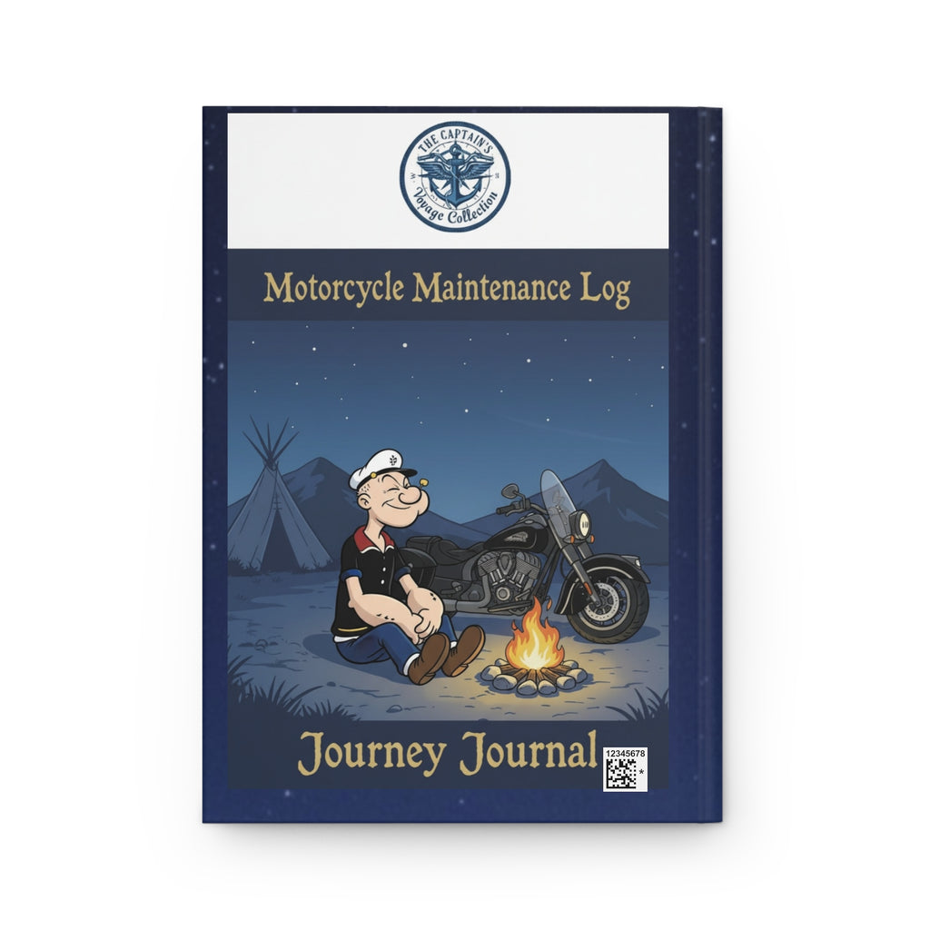 Motorcycle Maintenance Log Hardcover Journal — Journey Journal with Rider & Bike Illustration