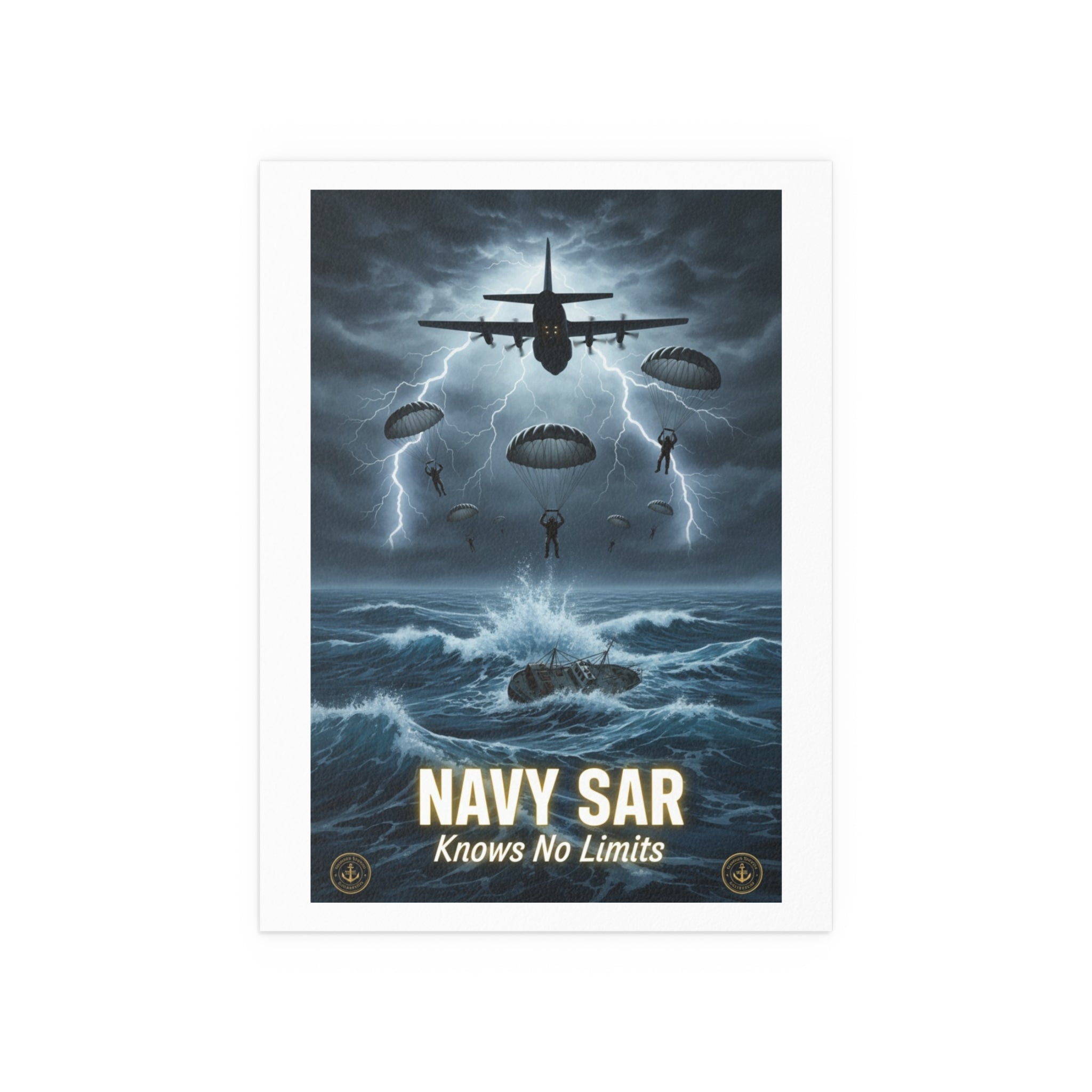 Navy SAR 'Knows No Limits' Rescue Poster — Indoor/Outdoor Silk Print