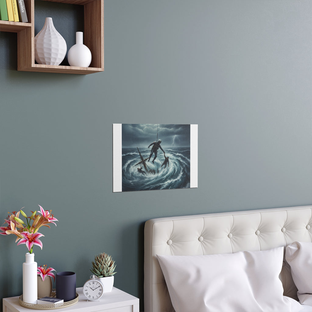Stormy Sea Silk Poster — Dramatic Sailor Rescue Wall Art (Indoor/Outdoor)