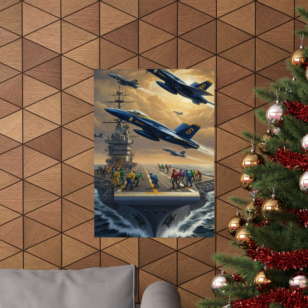 Navy SAR Rescue Helicopter Matte Poster — Dramatic Sea Rescue Art