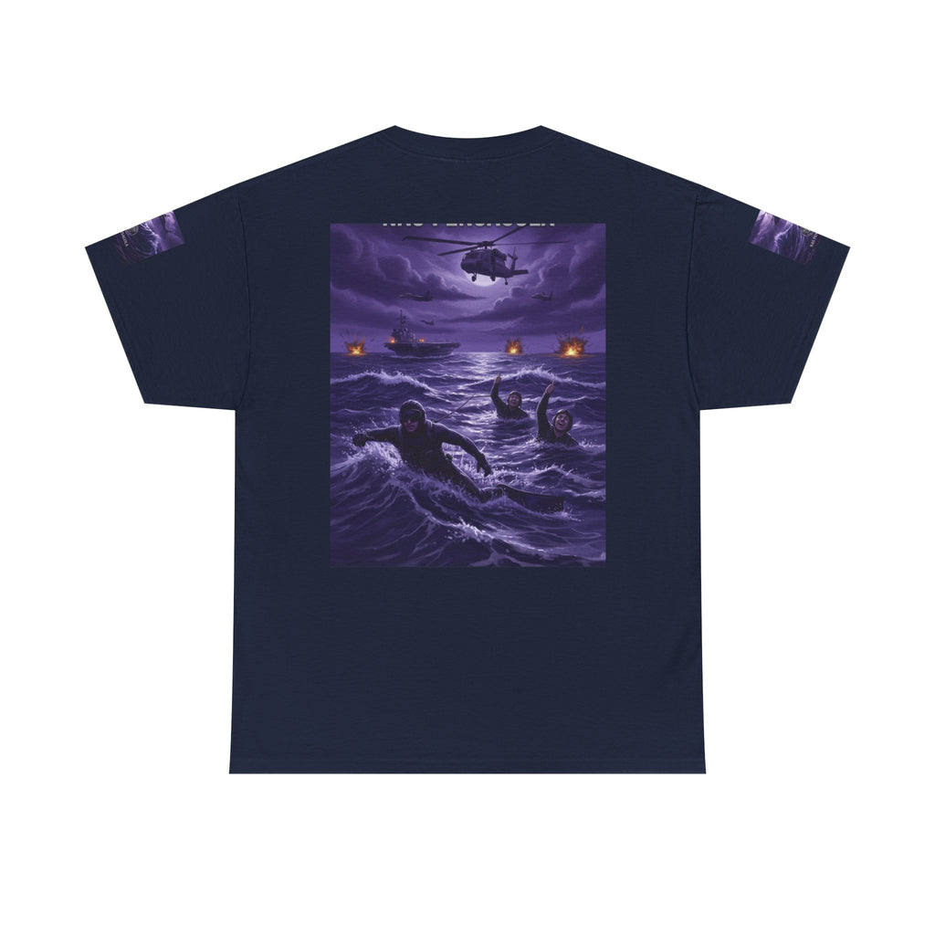 Rescue Night Tee — Purple Helicopter Sea Rescue Graphic T-Shirt
