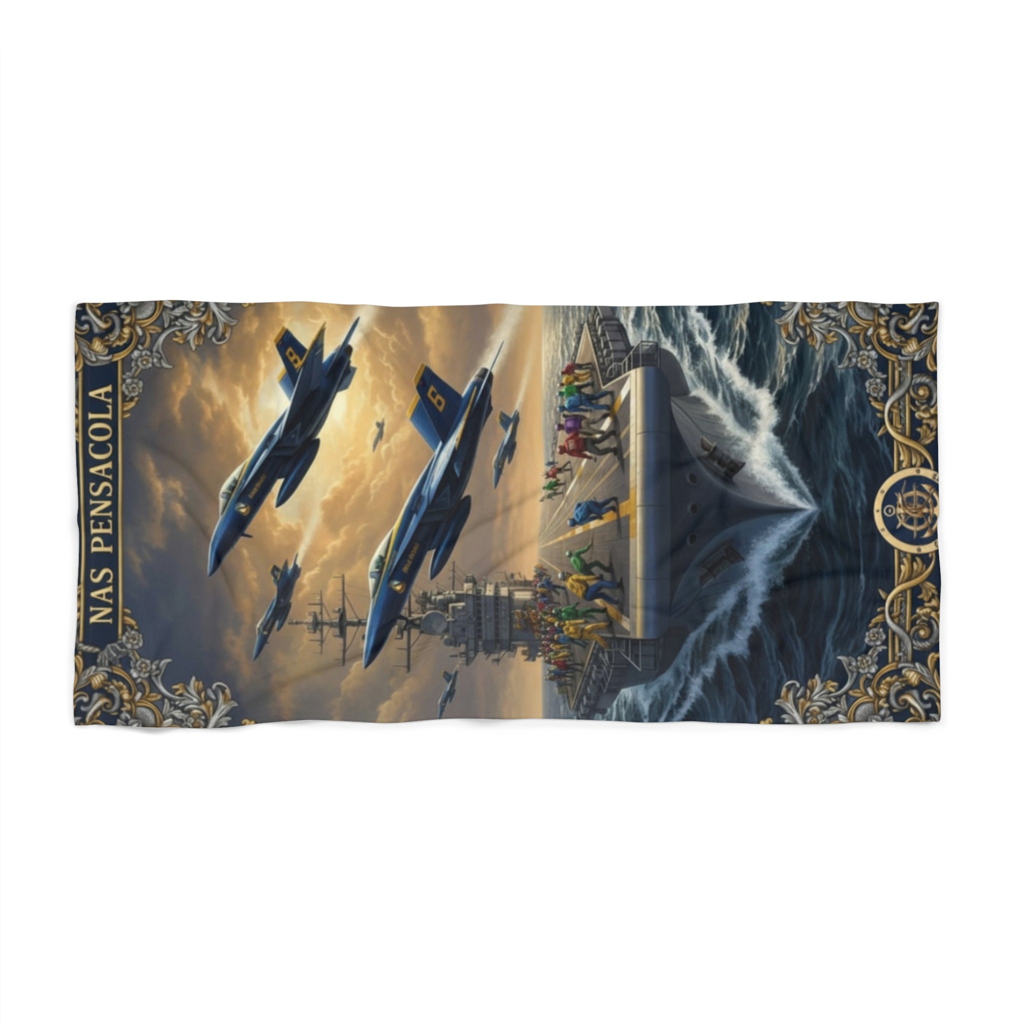 NAS Pensacola Blue Angels Beach Towel — Navy Jet Squadron Seaside Towel