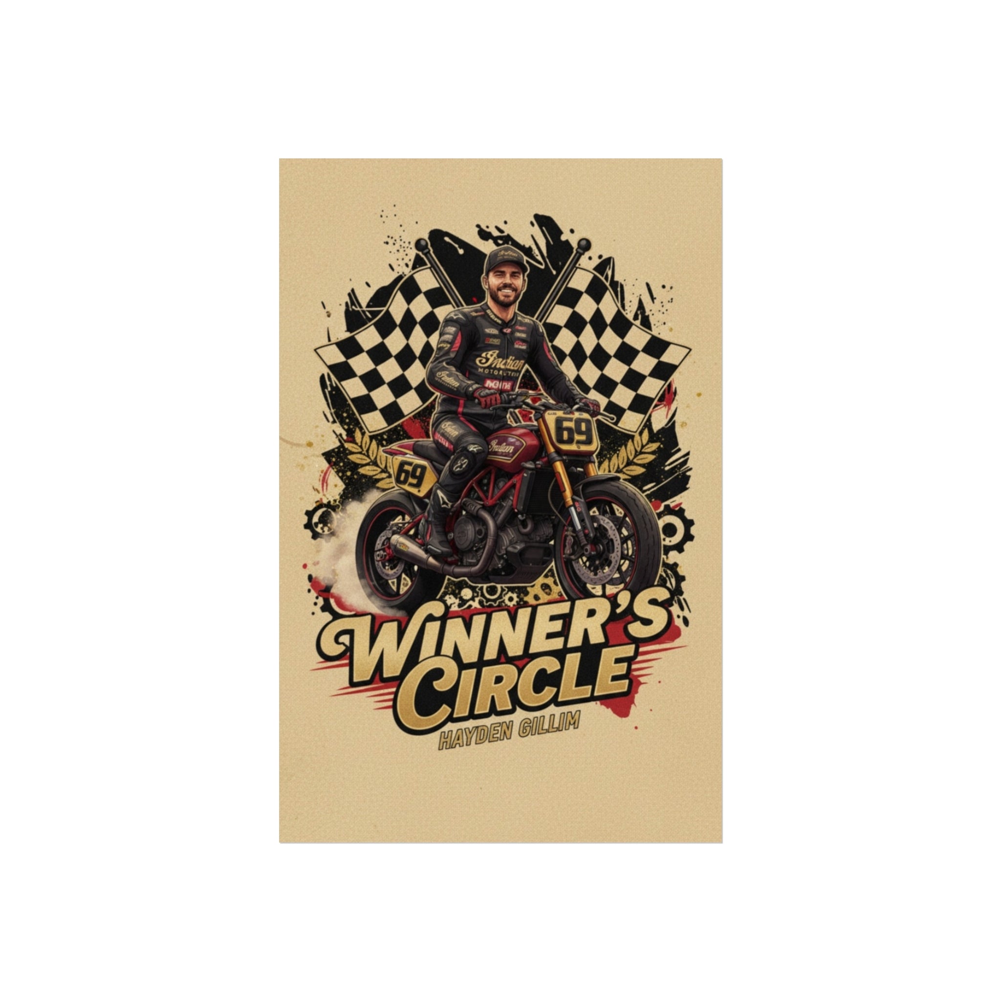 Winner's Circle Motorcycle Poster — Vintage Racing Fine Art Print