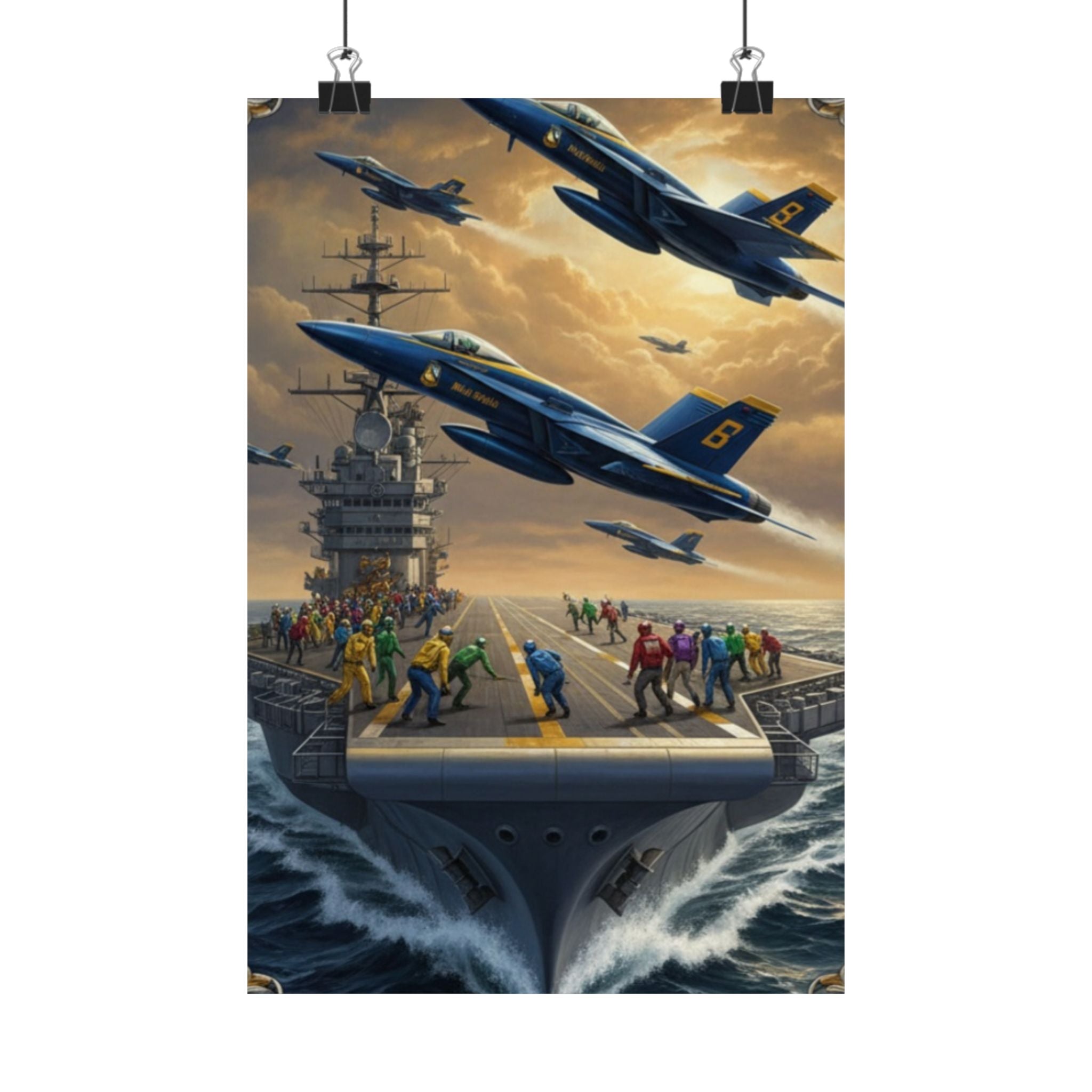 Navy SAR Rescue Helicopter Matte Poster — Dramatic Sea Rescue Art