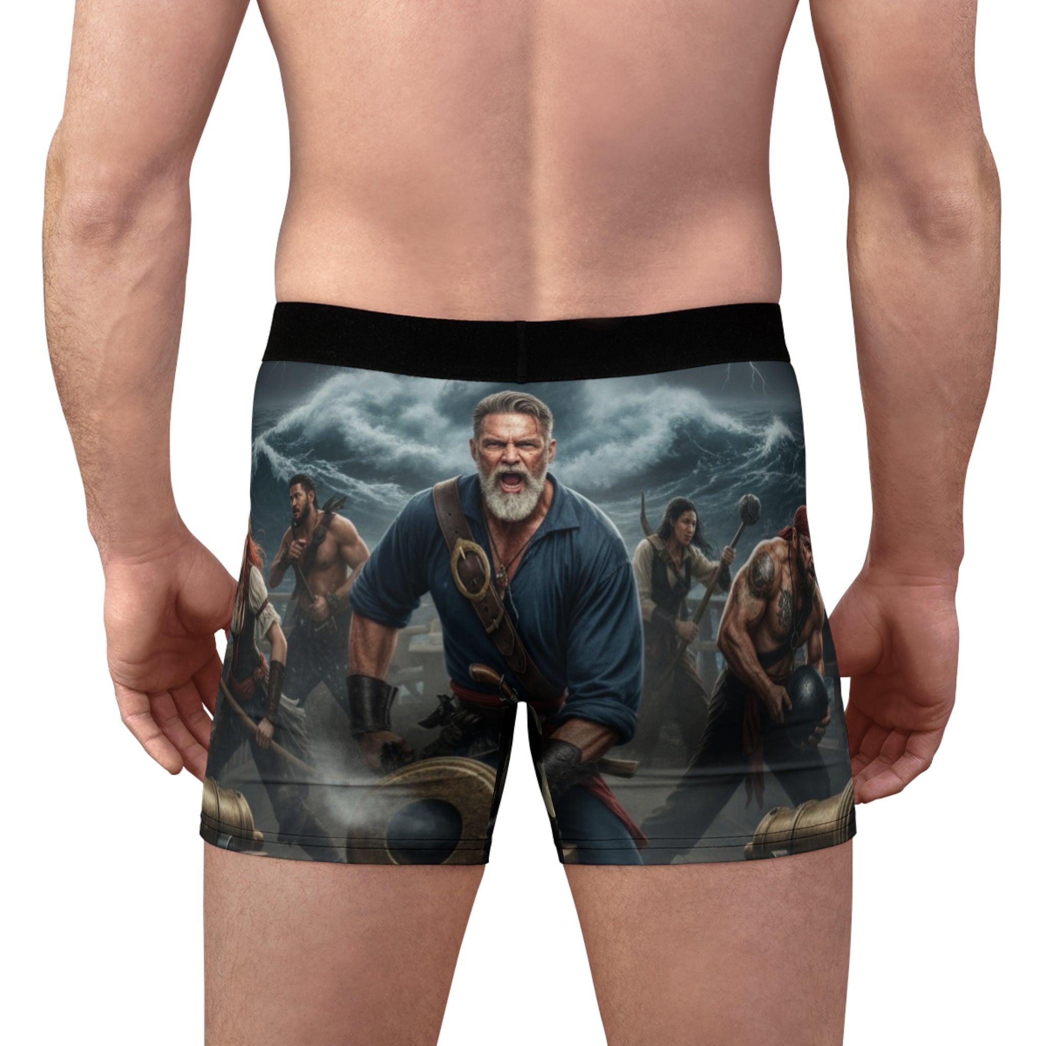 Pirate Battle All-Over Print Boxer Briefs — Captain & Crew Sea Battle Design