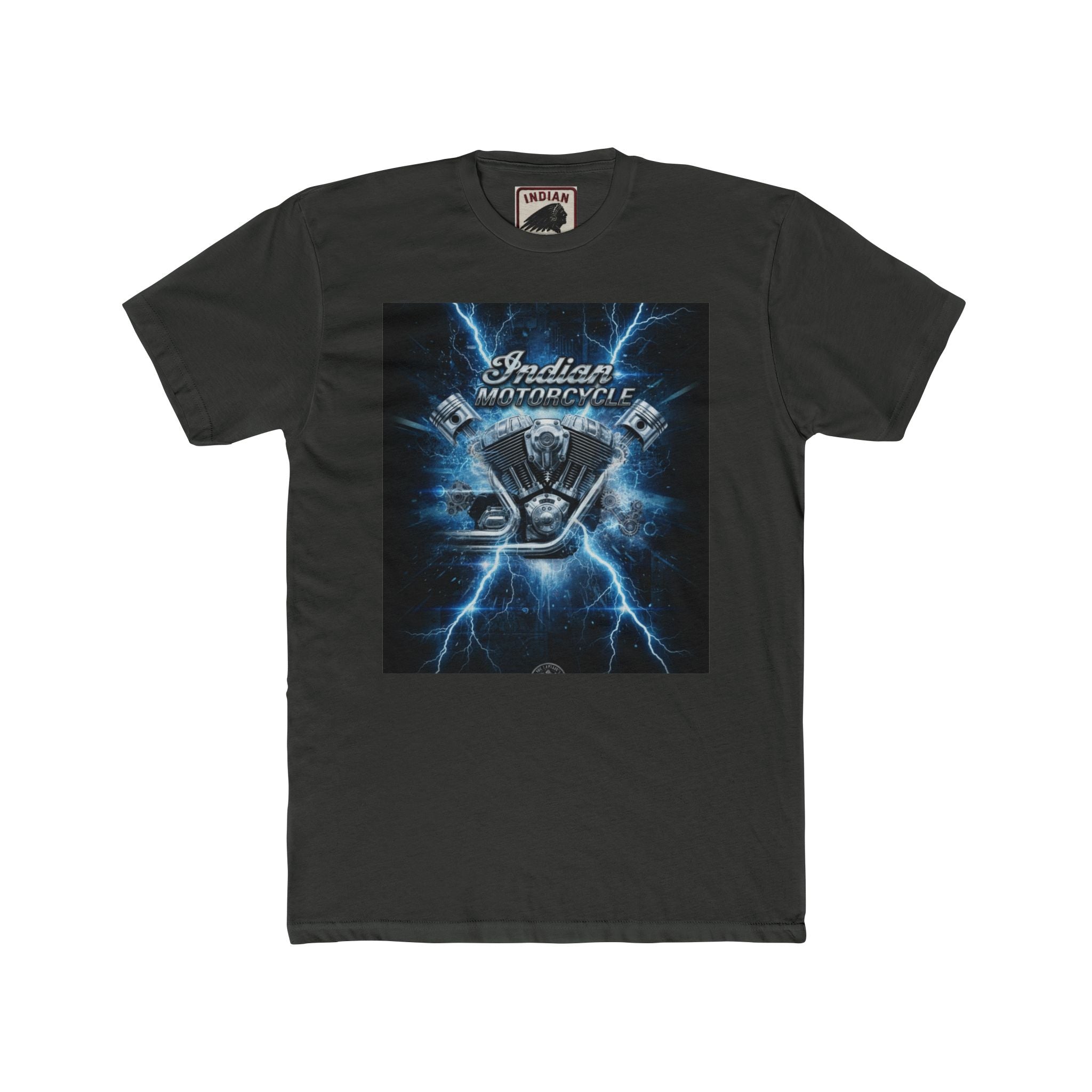 Indian Motorcycle Lightning Engine Tee — Vintage Biker Graphic T-Shirt