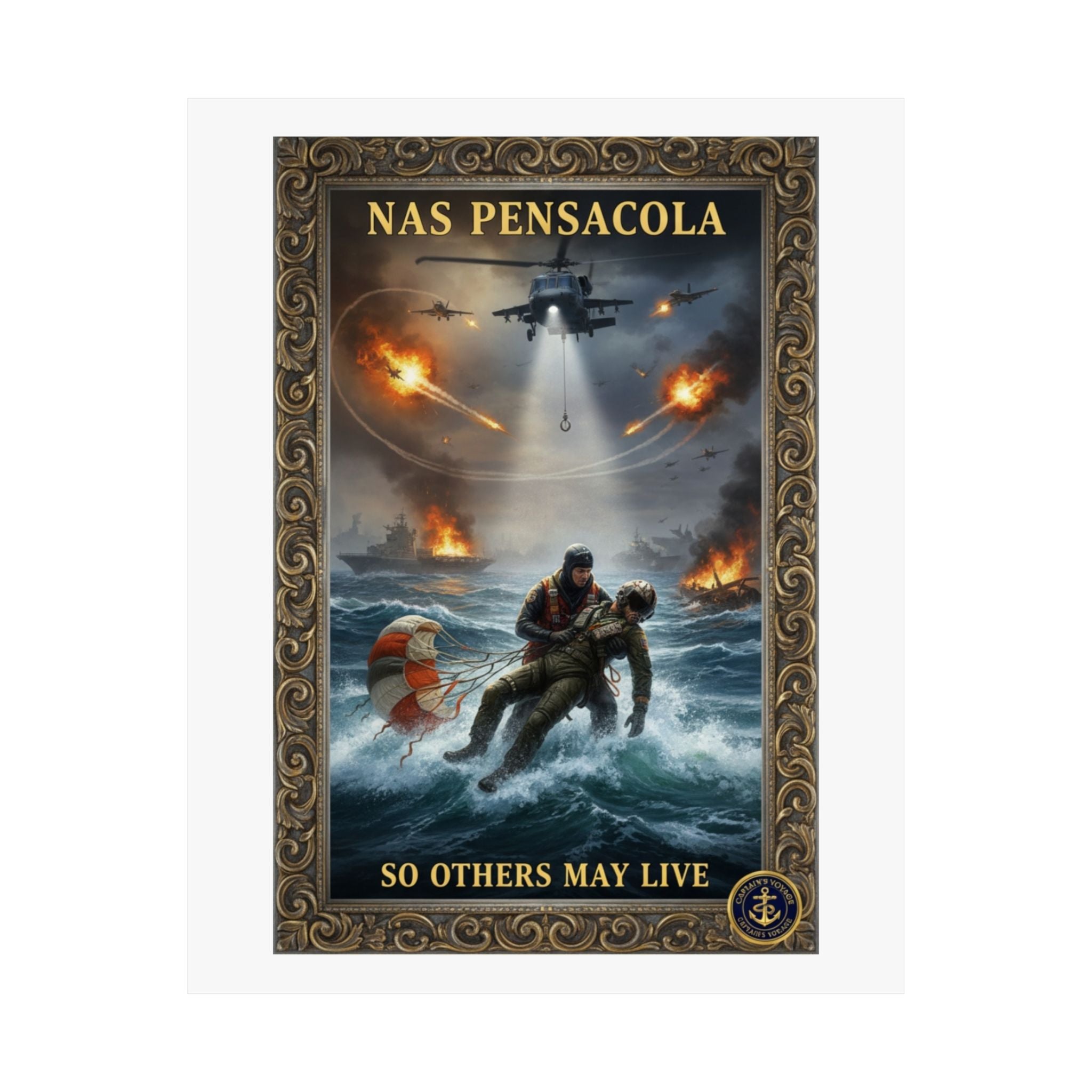 NAS Pensacola Rescue Poster — "So Others May Live" Matte Vertical Poster