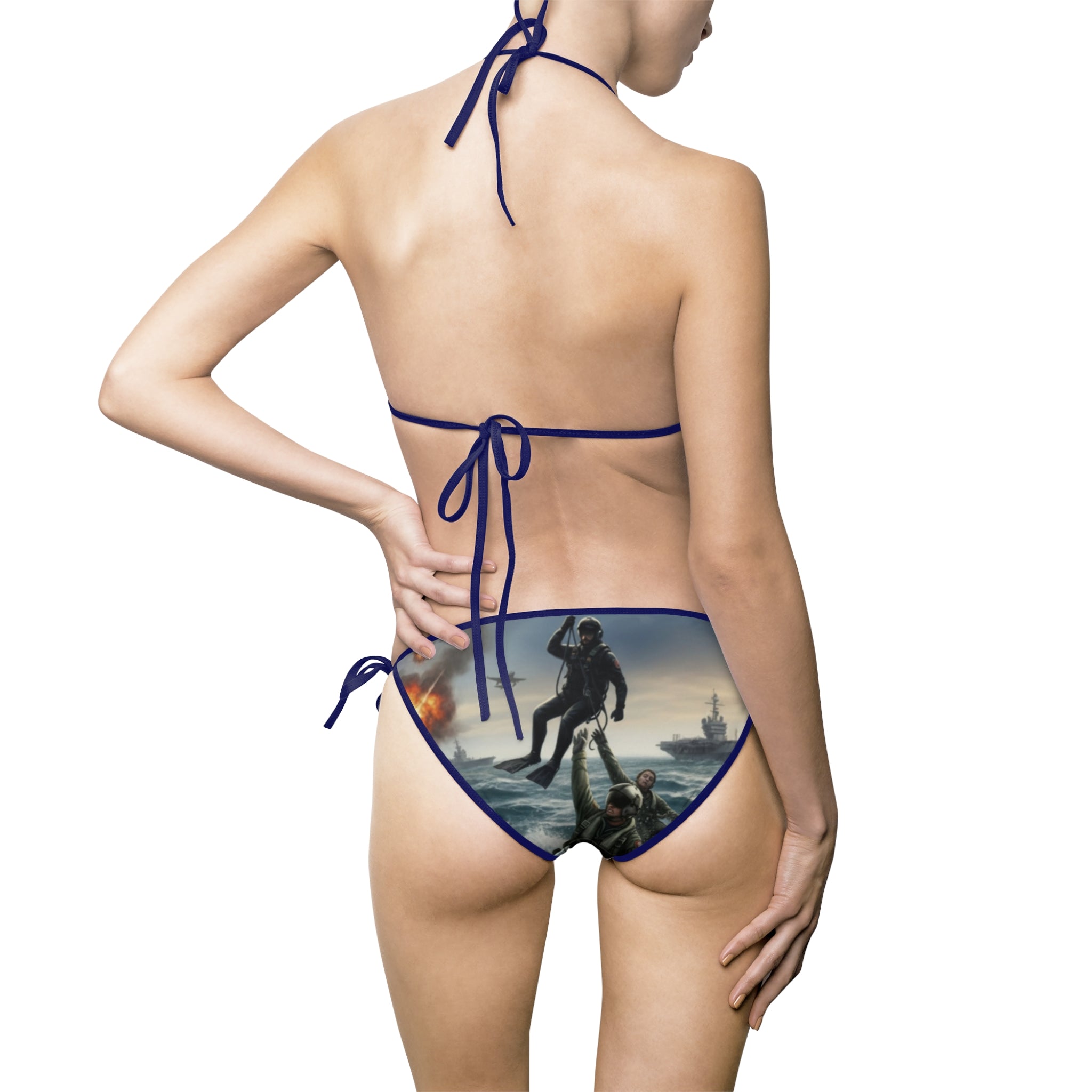 Cloudy Sunset Tie-Strap Bikini — "Mas Pensacoes" Printed Swimsuit