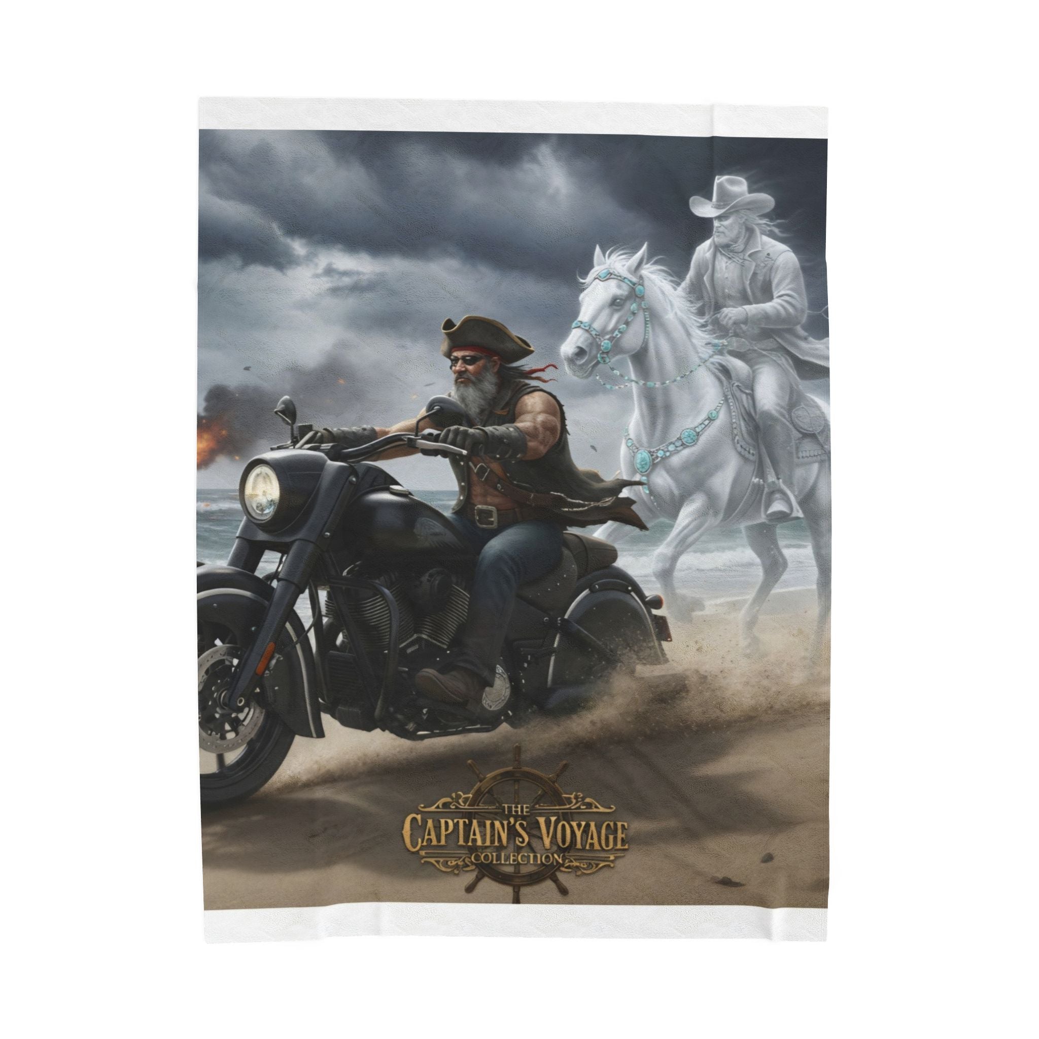 Captain’s Voyage Biker Ghost Rider blanket | Velveteen Plush Blanket