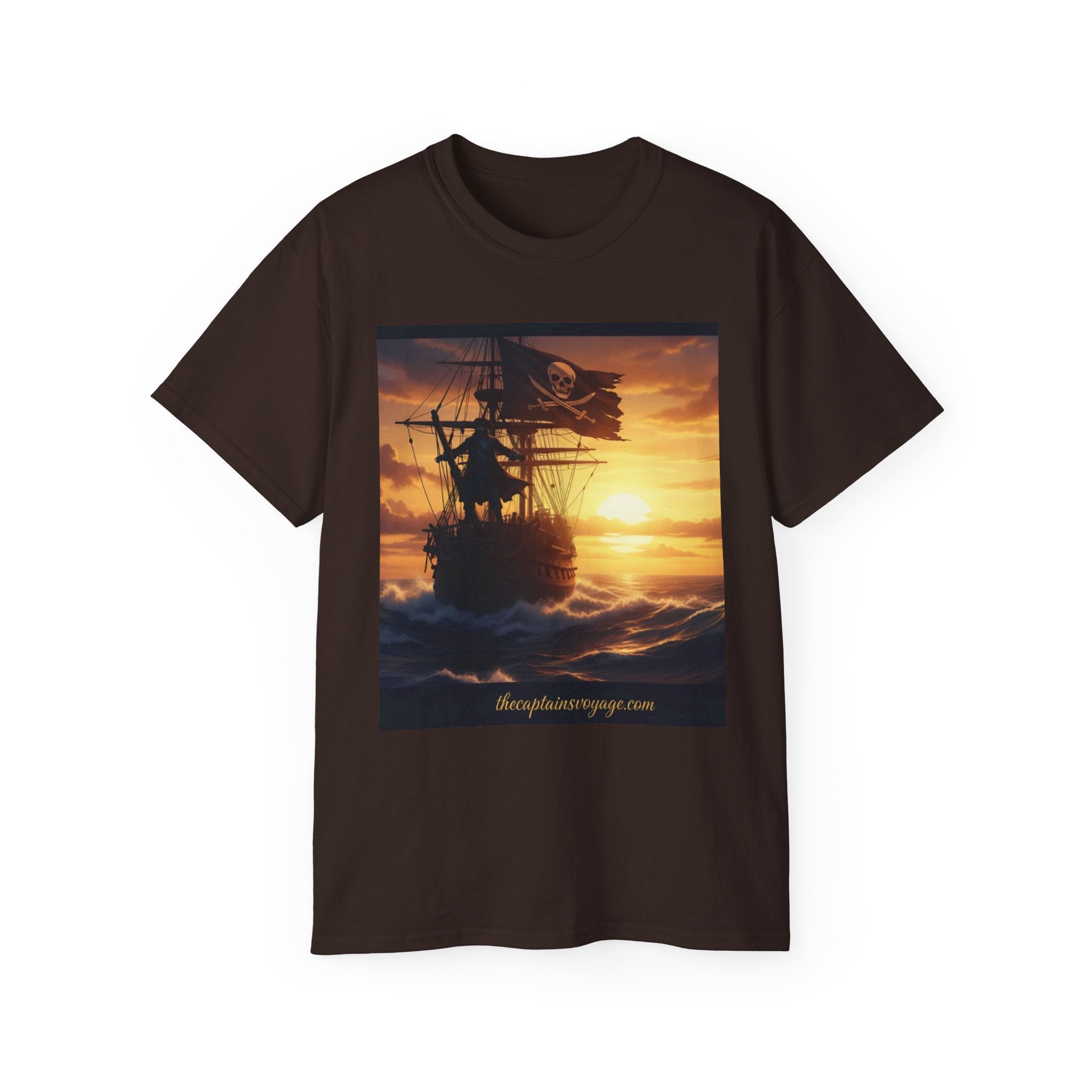 Pirate Ship Sunset Tee – Nautical Pirate Skull Graphic T-Shirt
