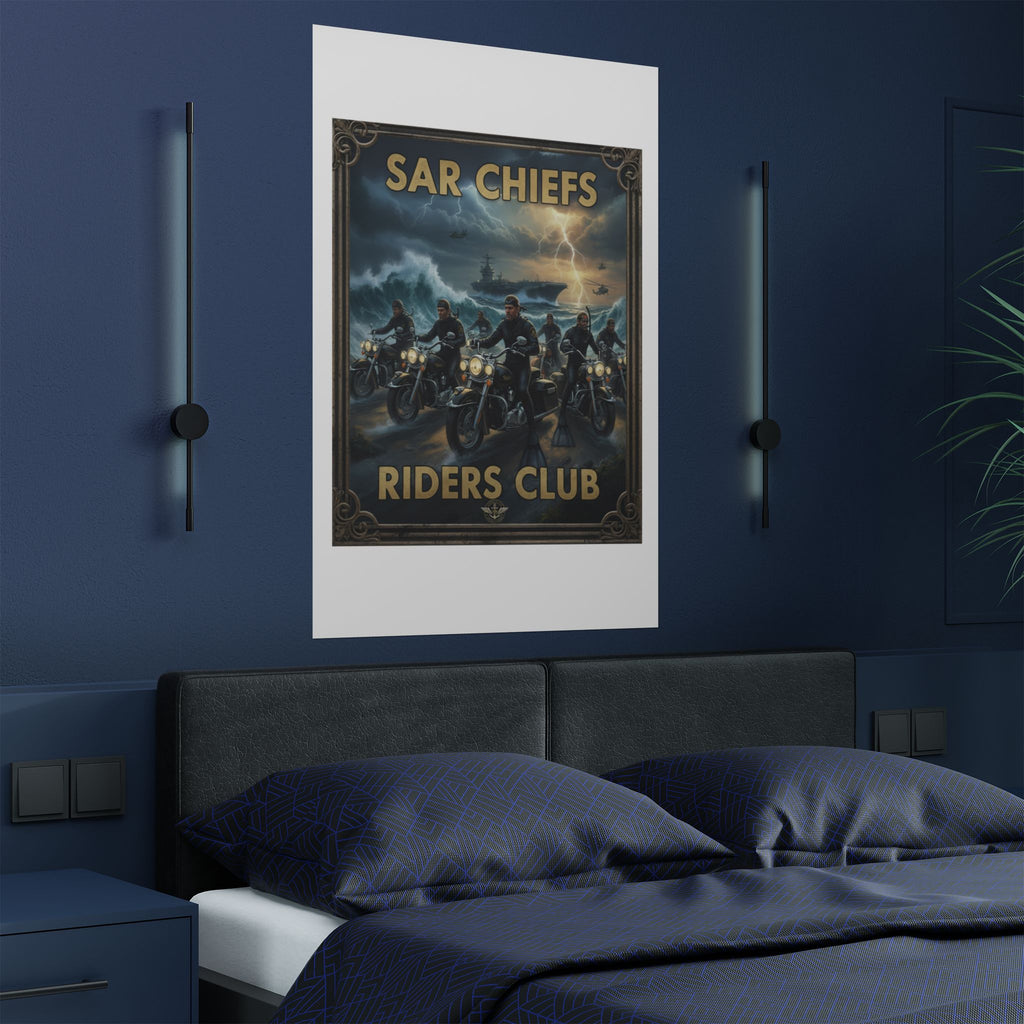 SAR Chiefs Riders Club Satin Poster – Vintage Biker Art Print (300gsm)