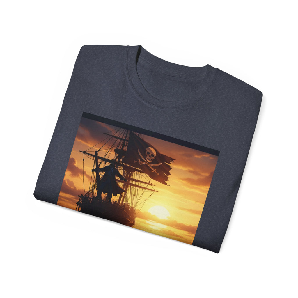 Pirate Ship Sunset Tee – Nautical Pirate Skull Graphic T-Shirt