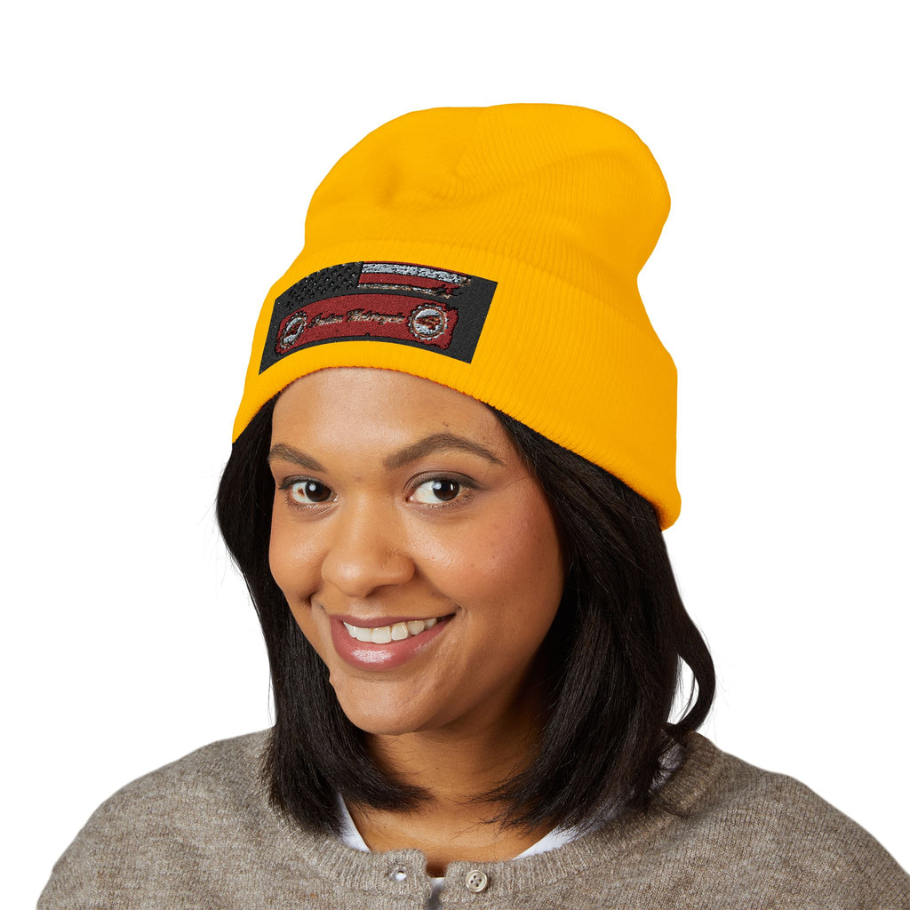 Retro Cassette Embroidered Beanie — Vintage Music Knit Hat